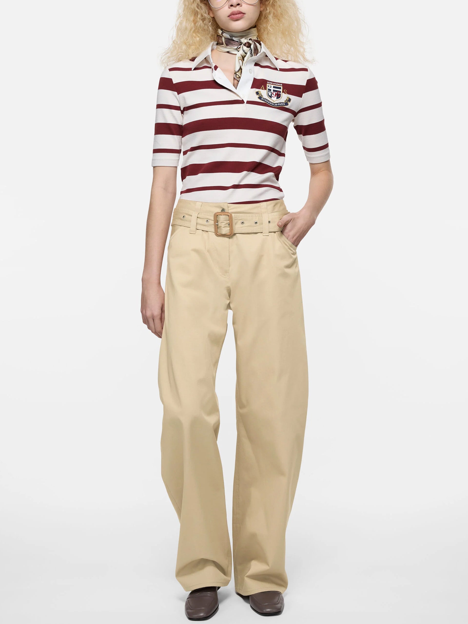 Twill-Hose mit Gürtel für Damen