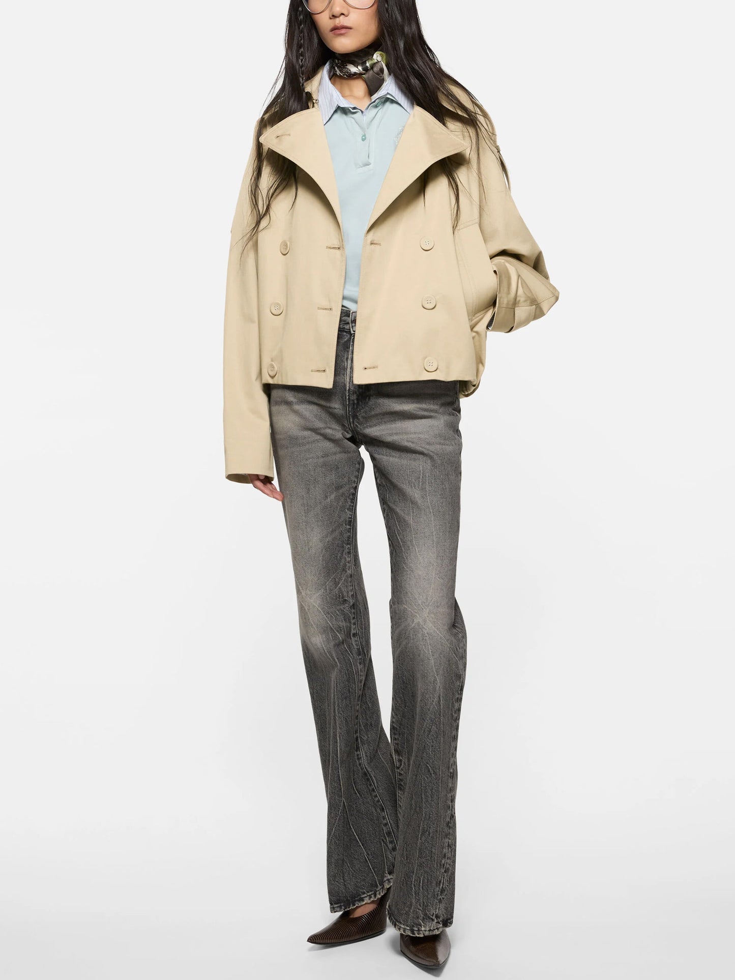 Kurzer Trenchcoat aus Twill für Damen