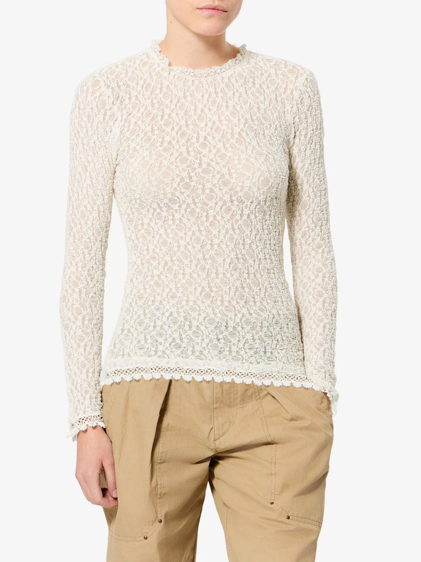 Isabel Marant – Top Brany aus Stretch-Spitze für Damen Weiß - White