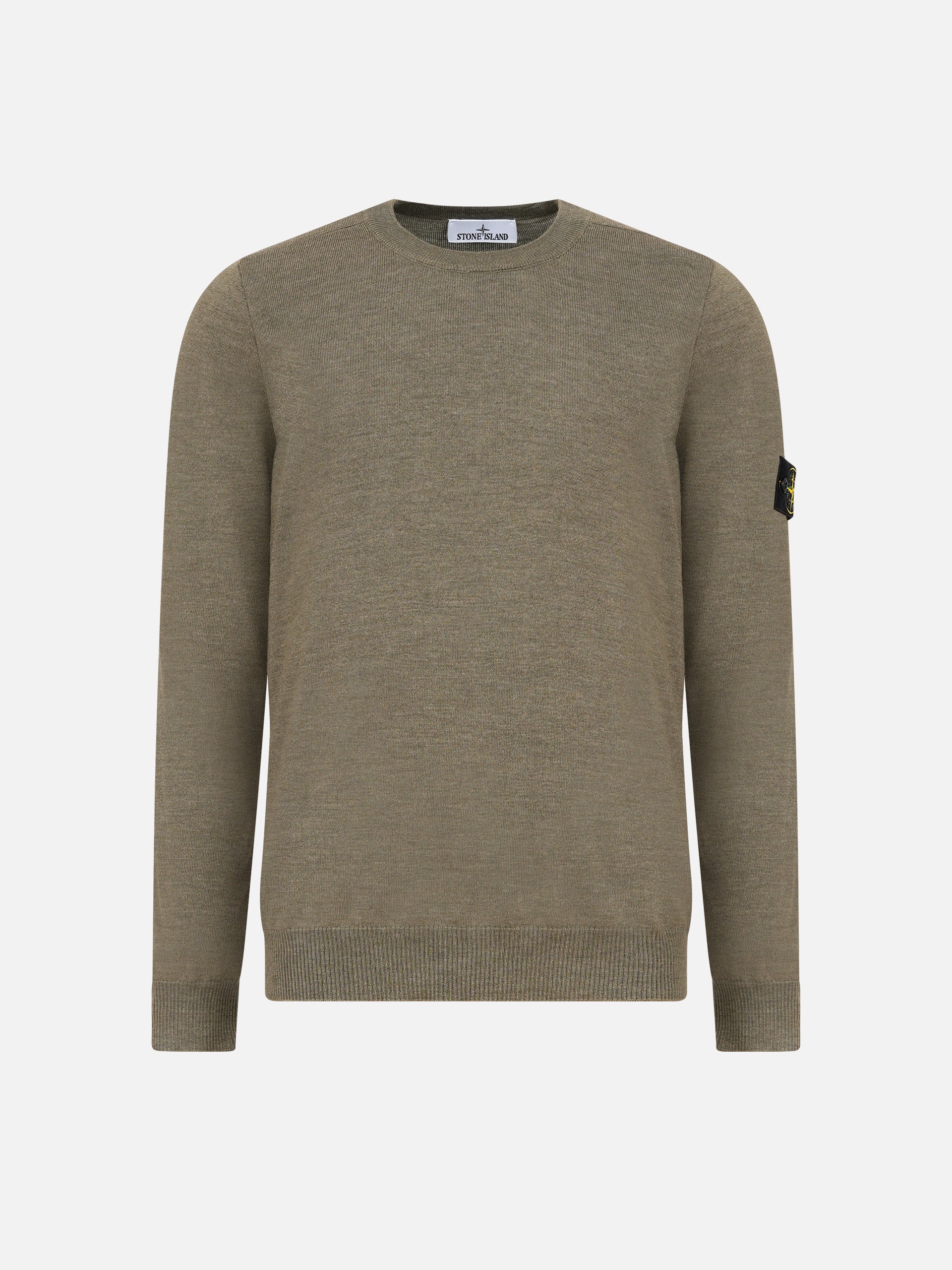 Stone Island – Rundhalspullover mit Kompass-Patch für Herren Salbeigrün - Sage green