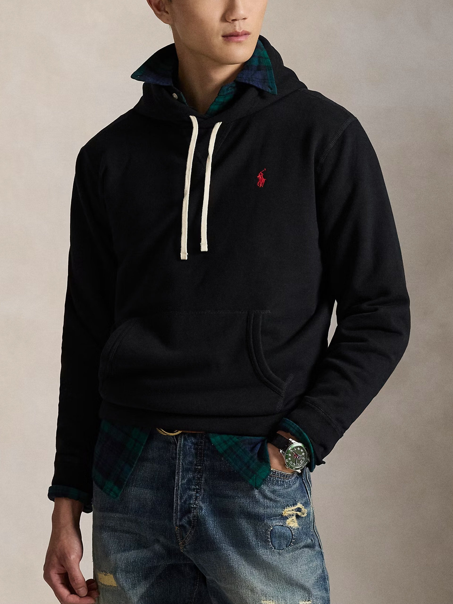 Fleece-Hoodie mit Logo für Herren