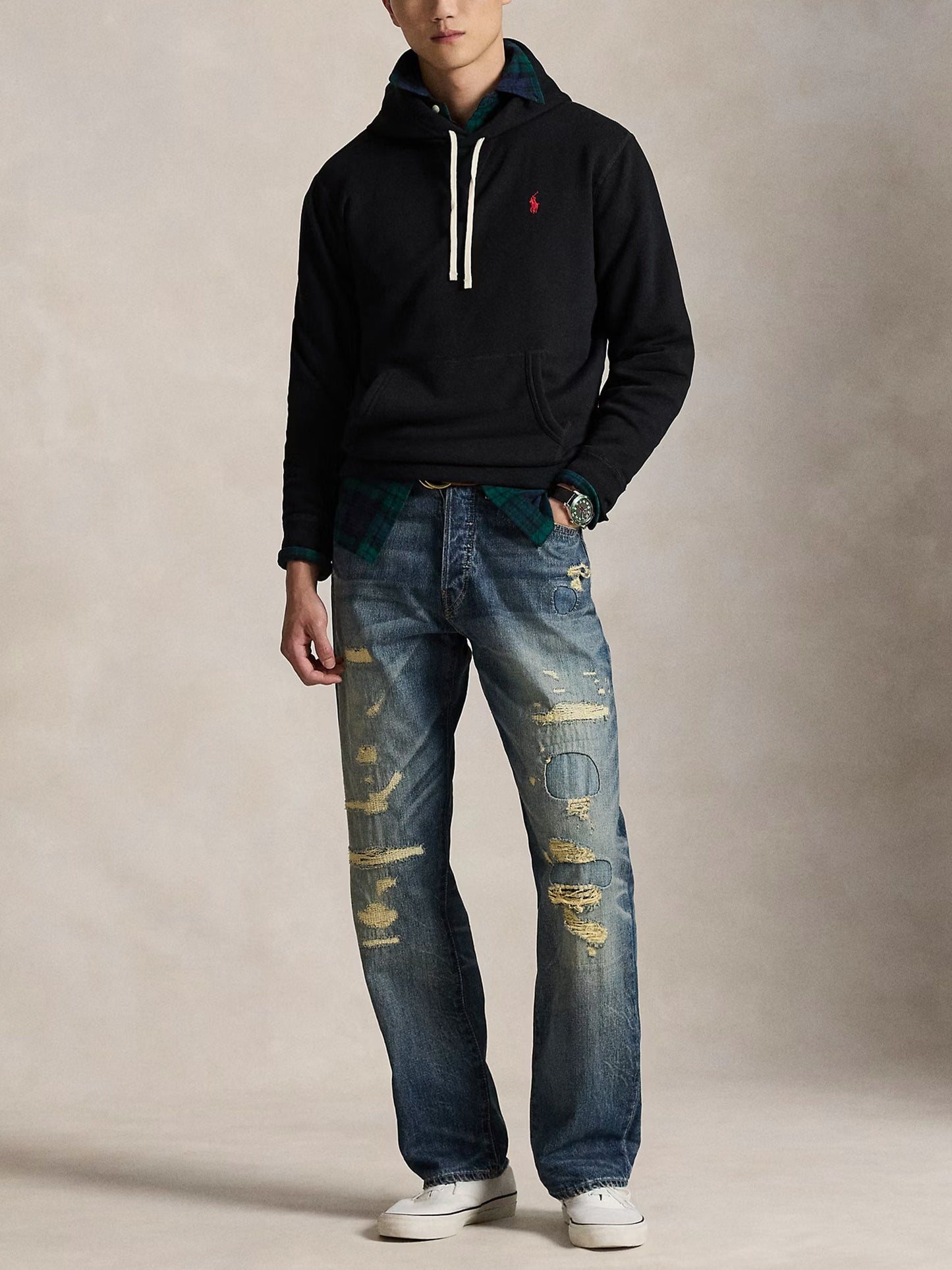 Fleece-Hoodie mit Logo für Herren