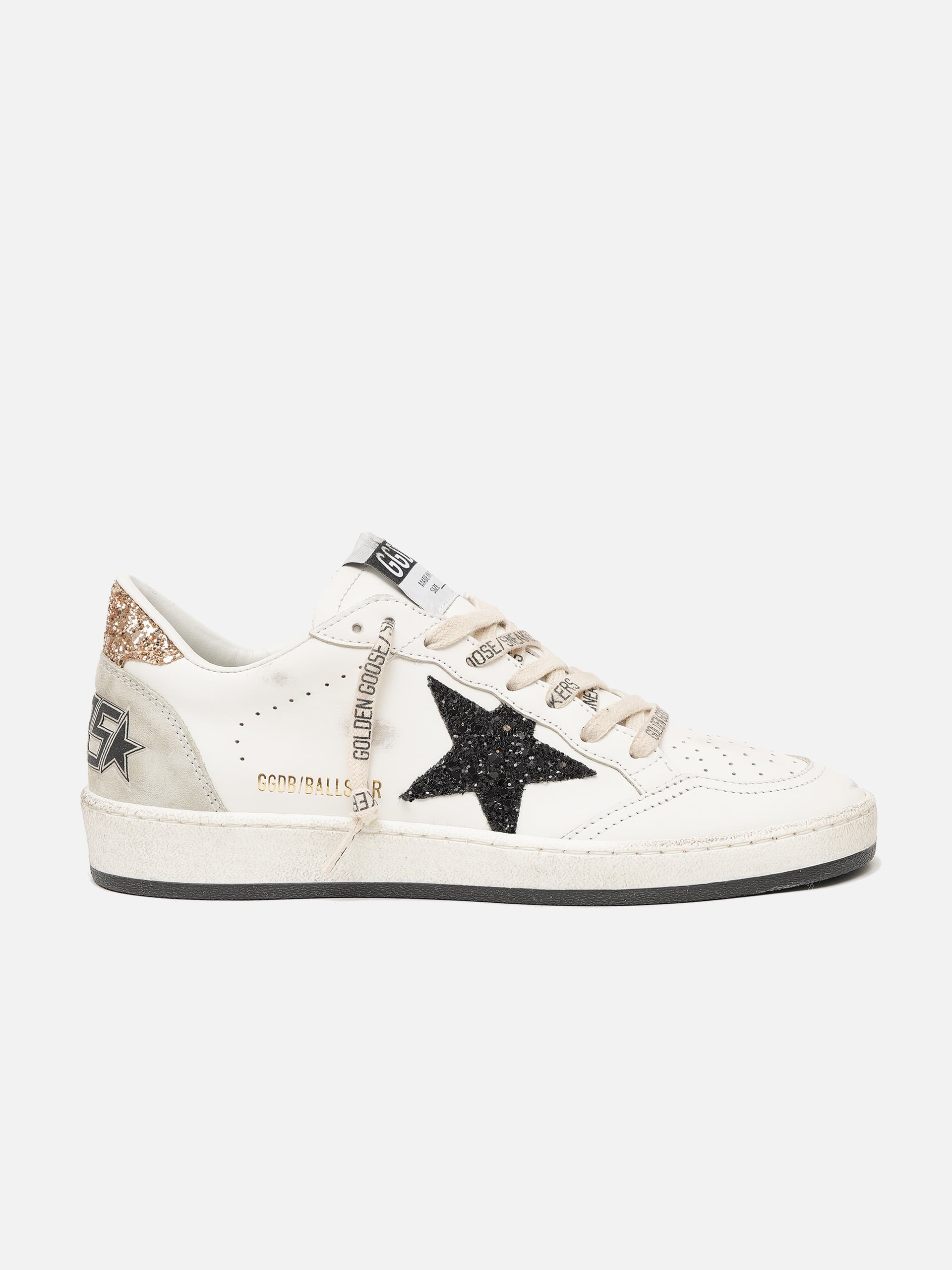 GOLDEN GOOSE - Sneakers Ball Star aus Leder mit Glitter für Damen