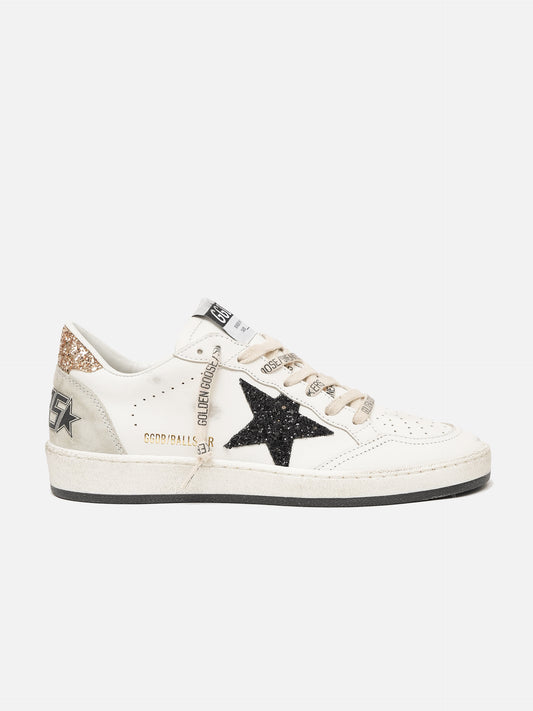 GOLDEN GOOSE - Sneakers Ball Star aus Leder mit Glitter für Damen