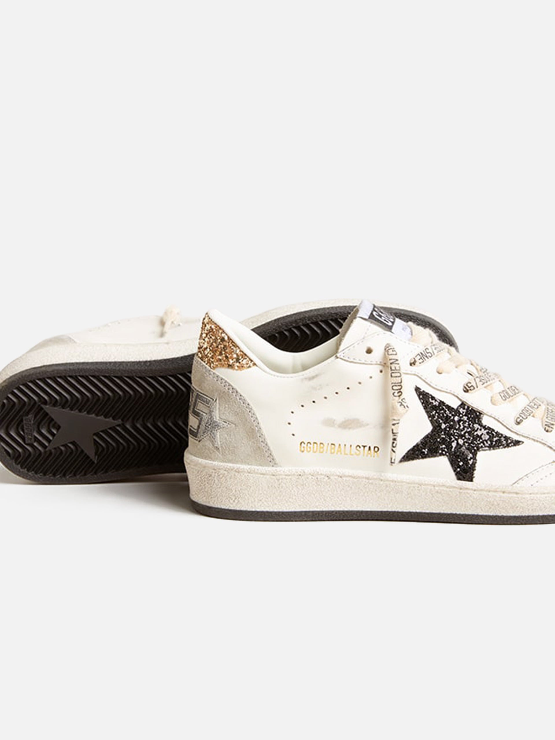 GOLDEN GOOSE - Sneakers Ball Star aus Leder mit Glitter für Damen