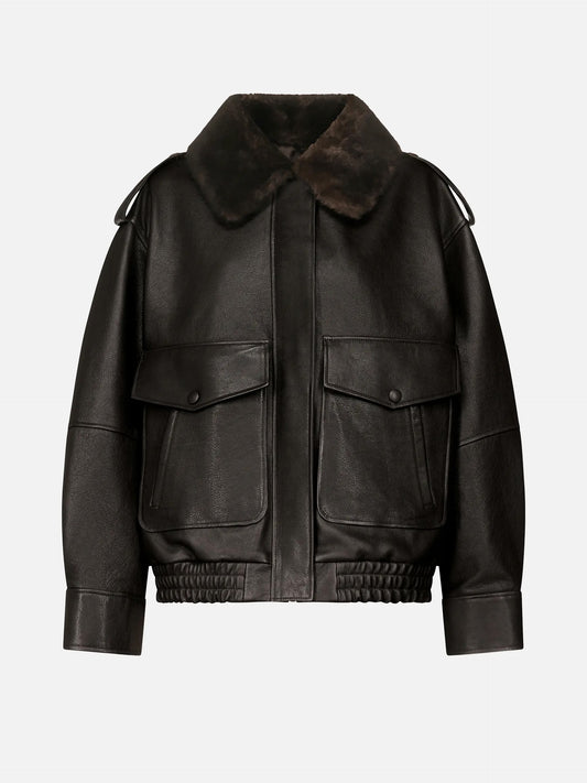 LOULOU DE SAISON - Lederjacke Russo mit Shearling-Kragen für Damen