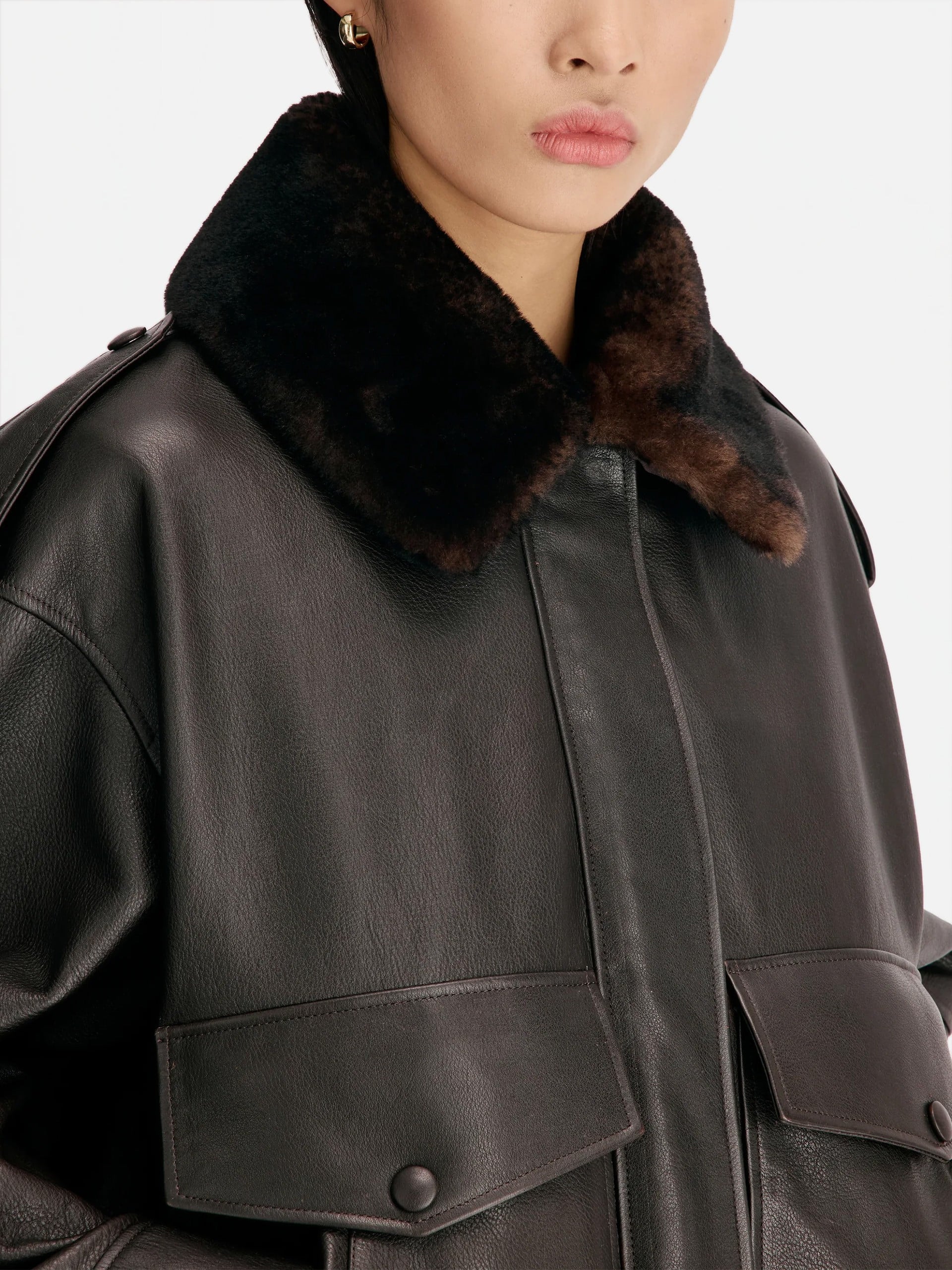 LOULOU DE SAISON - Lederjacke Russo mit Shearling-Kragen für Damen