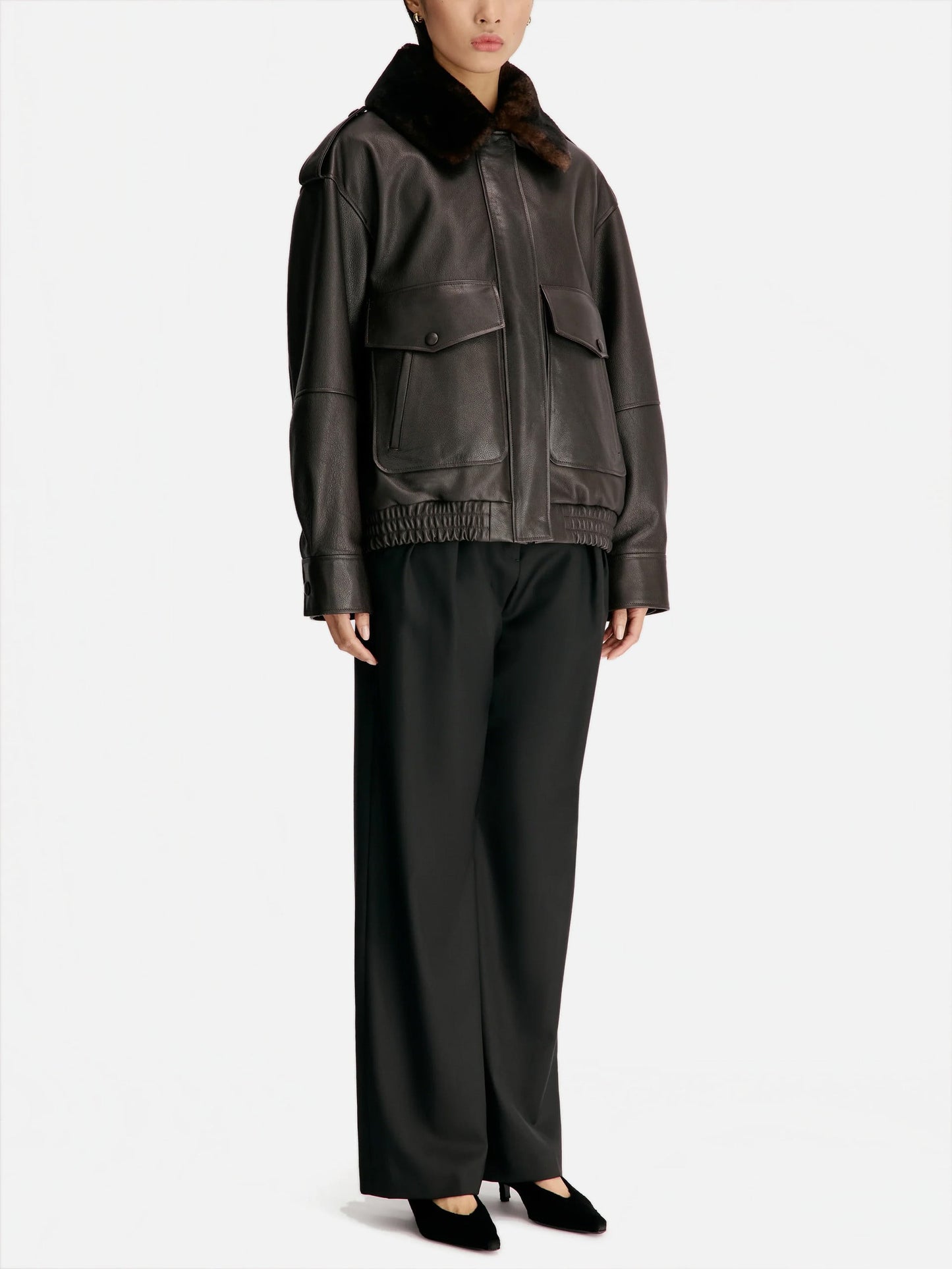 LOULOU DE SAISON - Lederjacke Russo mit Shearling-Kragen für Damen