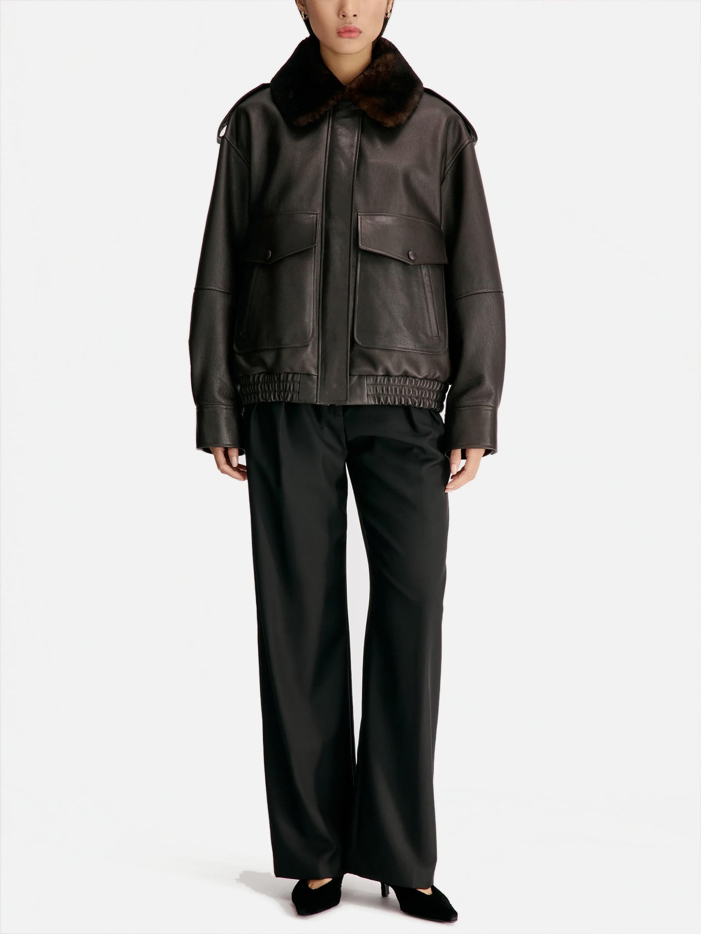 LOULOU DE SAISON - Lederjacke Russo mit Shearling-Kragen für Damen