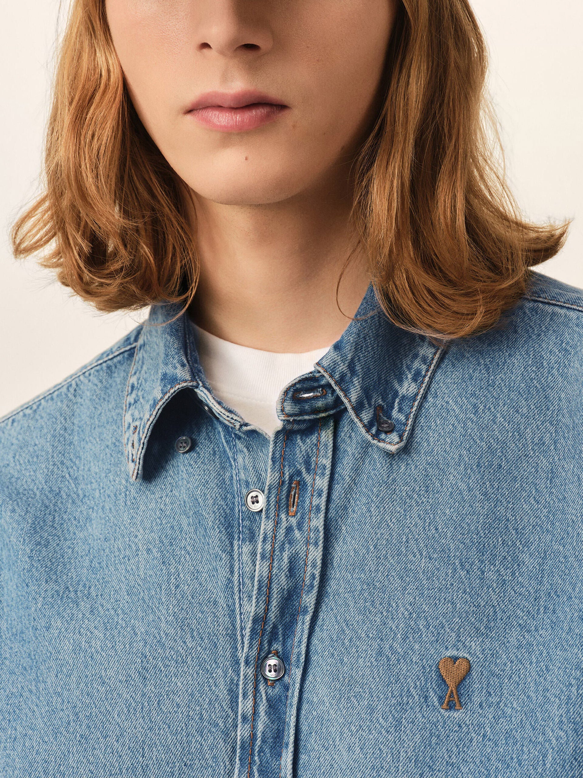 AMI PARIS - Jeanshemd Ami De Coeur mit Logo-Stickerei