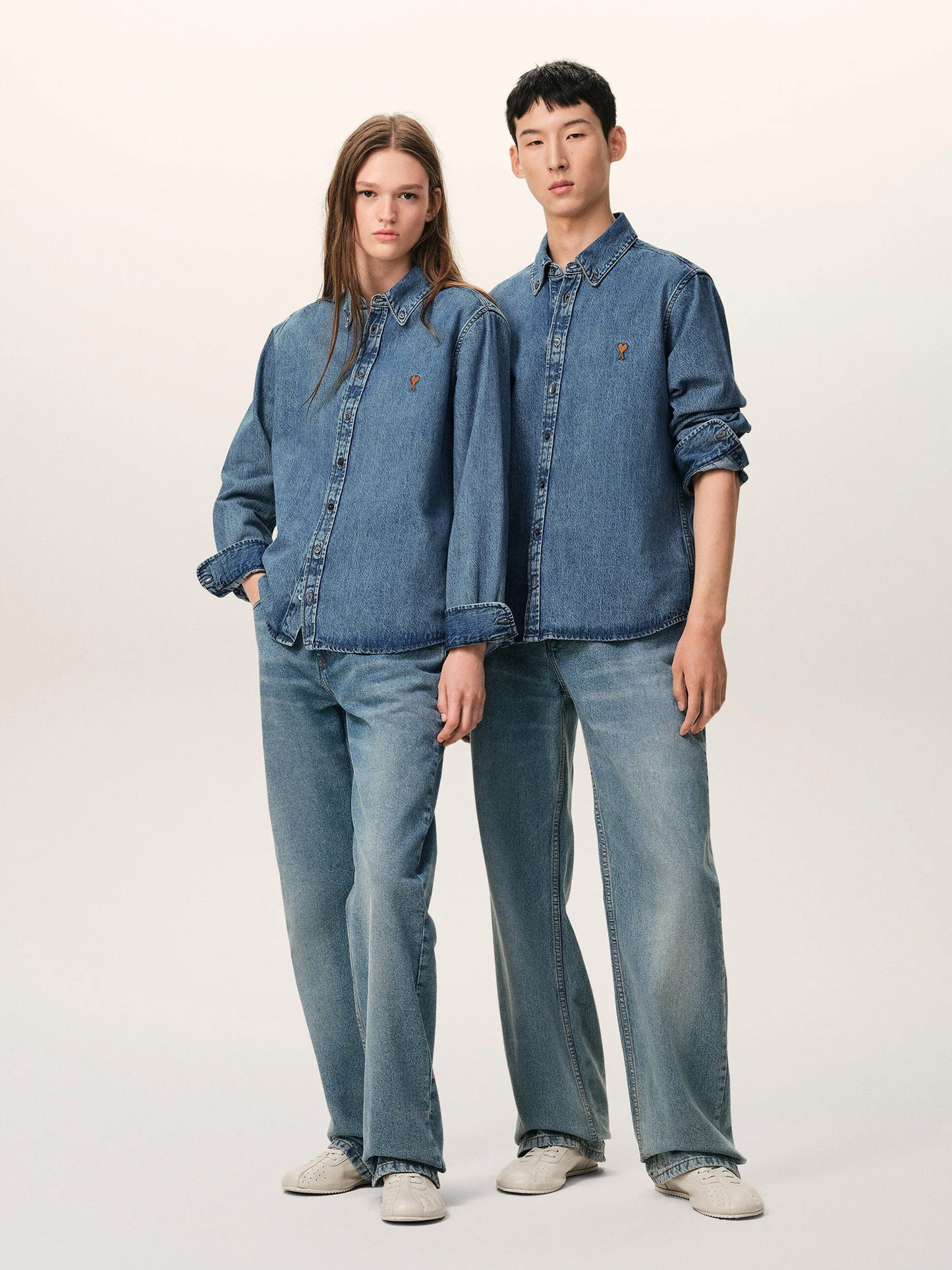 AMI PARIS - Jeanshemd Ami De Coeur mit Logo-Stickerei