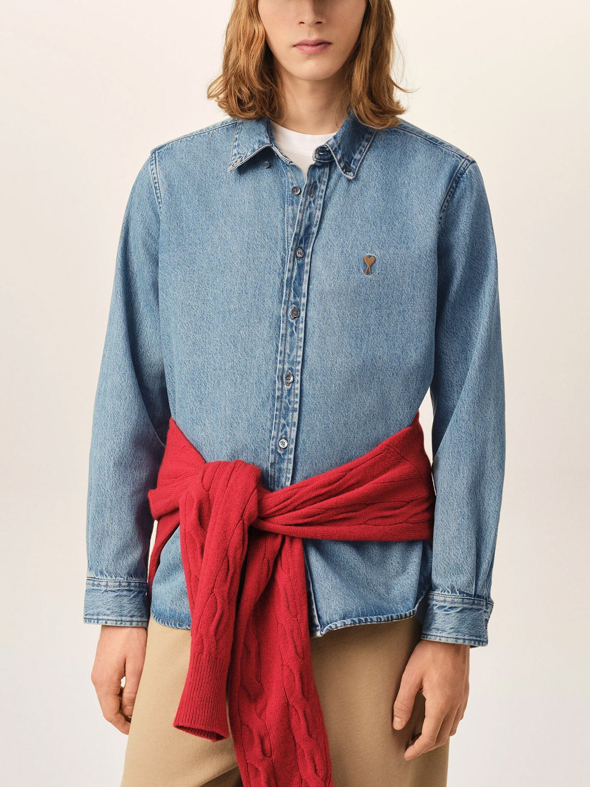AMI PARIS - Jeanshemd Ami De Coeur mit Logo-Stickerei