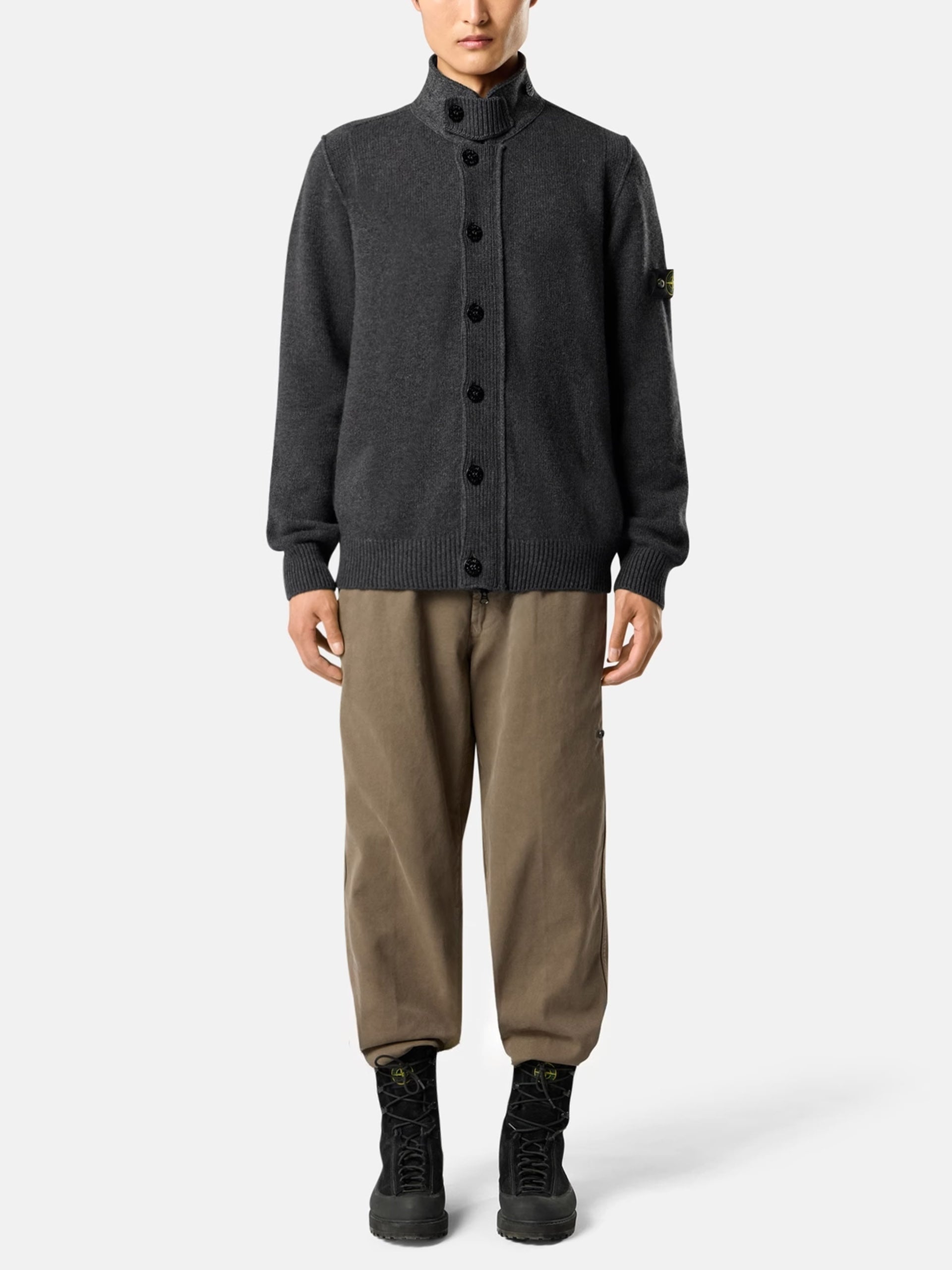 Stone Island – Strickjacke mit Reißverschluss für Herren Dunkelgrau - Dark Grey