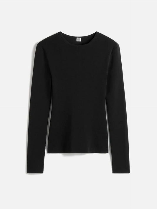 TOTEME - Longsleeve-Top aus Baumwoll-Crêpe für Damen Schwarz - Black