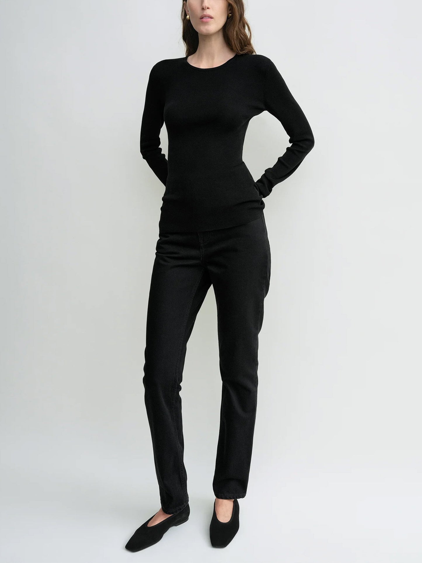 TOTEME - Longsleeve-Top aus Baumwoll-Crêpe für Damen Schwarz - Black