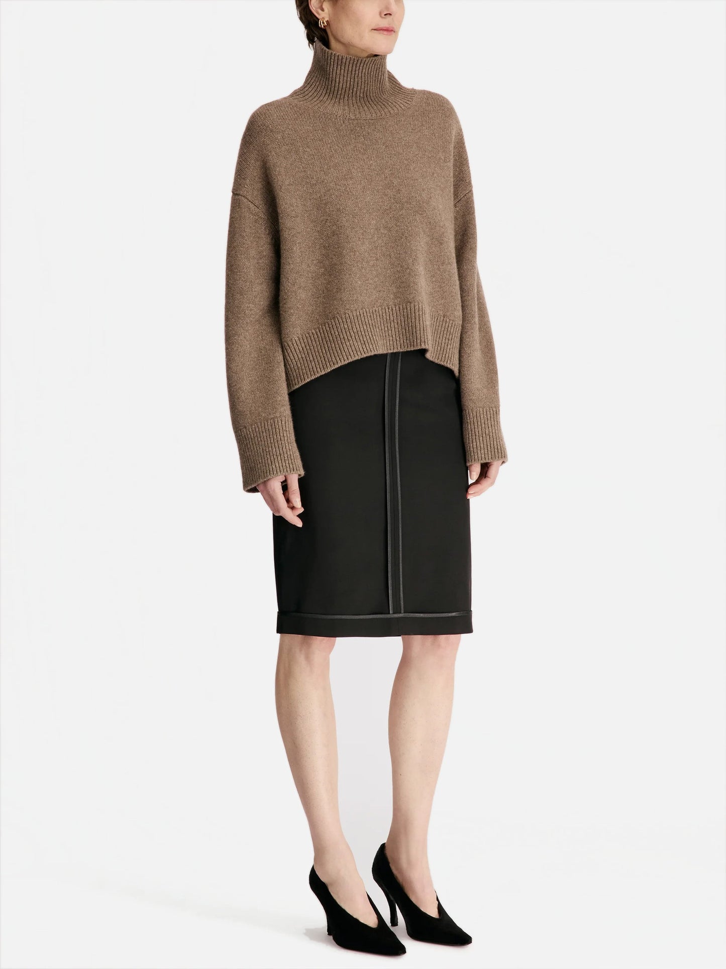Loulou De Saison – Rollkragenpullover Jonah aus Kaschmir für Damen Braun Melange - Brown Melange