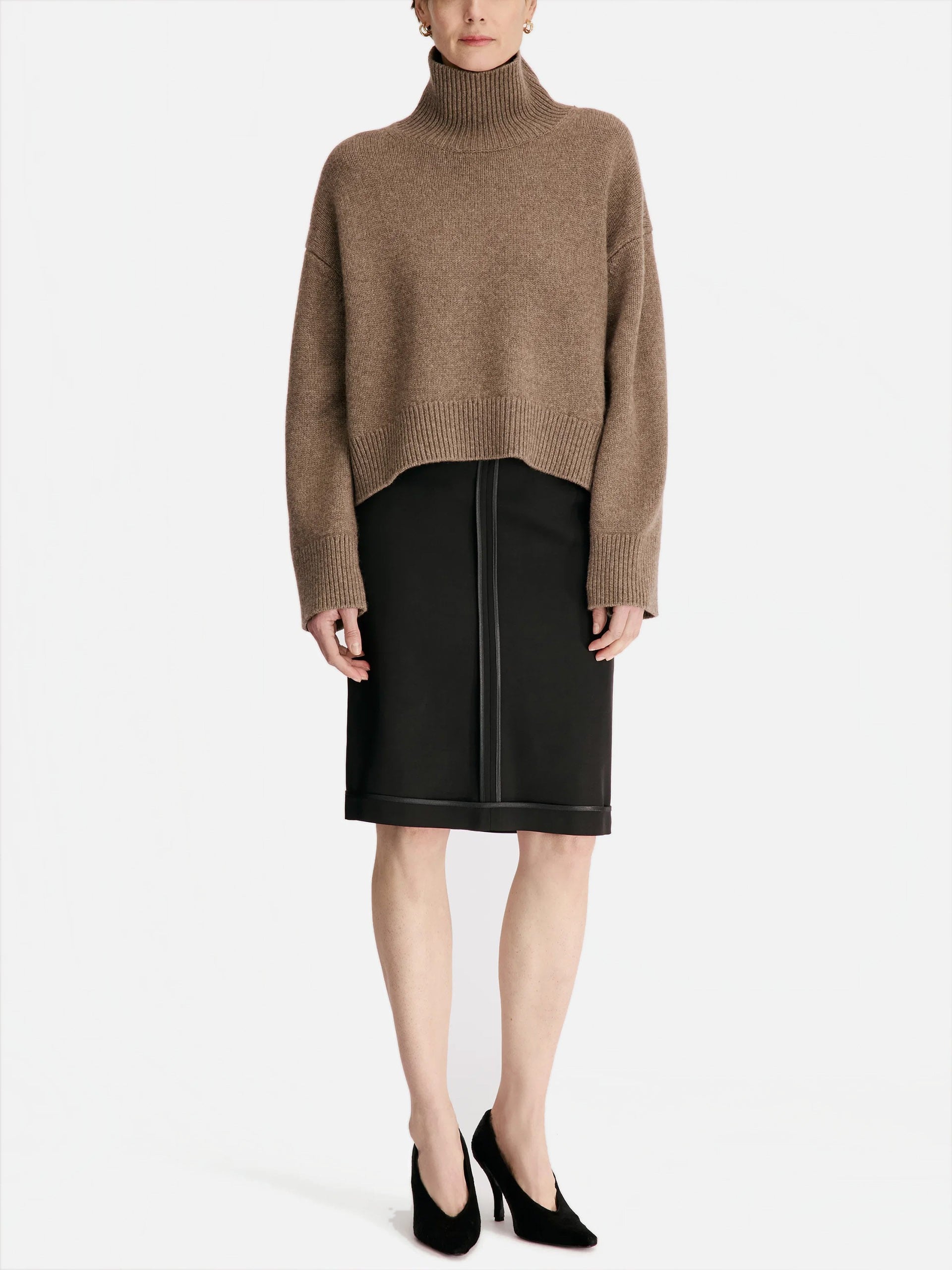 Loulou De Saison – Rollkragenpullover Jonah aus Kaschmir für Damen Braun Melange - Brown Melange