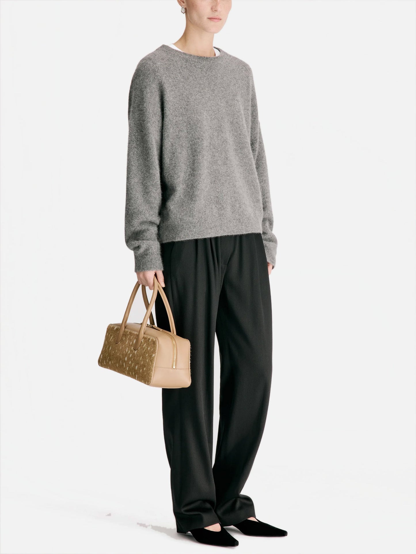 Loulou De Saison – Pullover Tristan aus Yak-Wollmix für Damen Grau Melange - Grey Melange