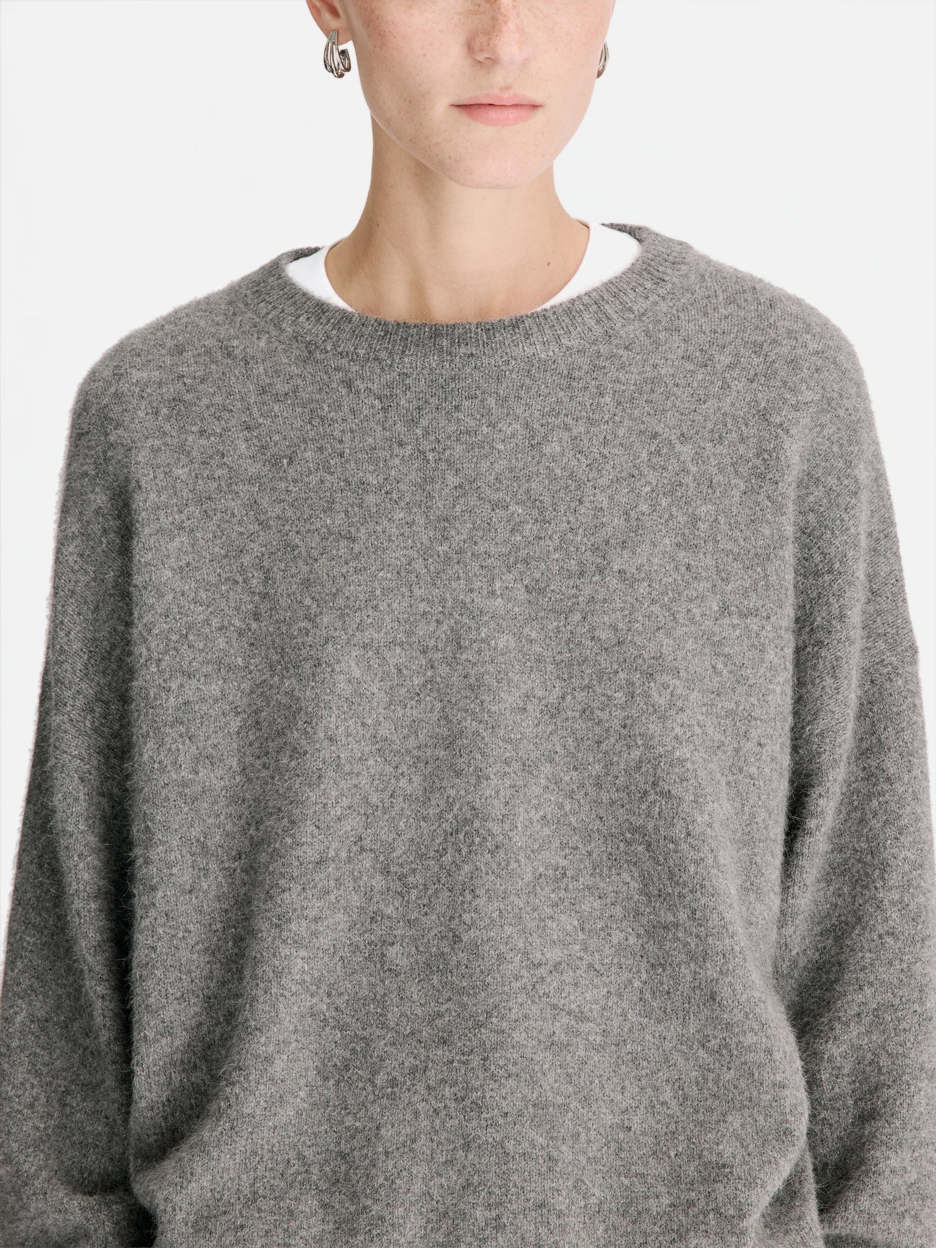 Loulou De Saison – Pullover Tristan aus Yak-Wollmix für Damen Grau Melange - Grey Melange