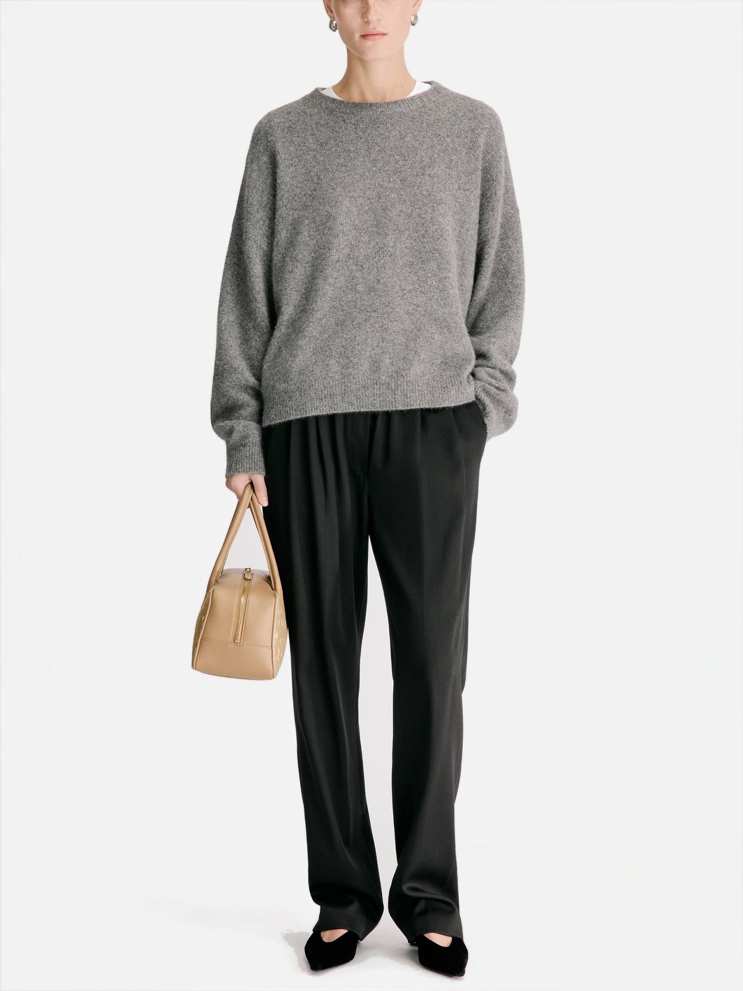 Loulou De Saison – Pullover Tristan aus Yak-Wollmix für Damen Grau Melange - Grey Melange