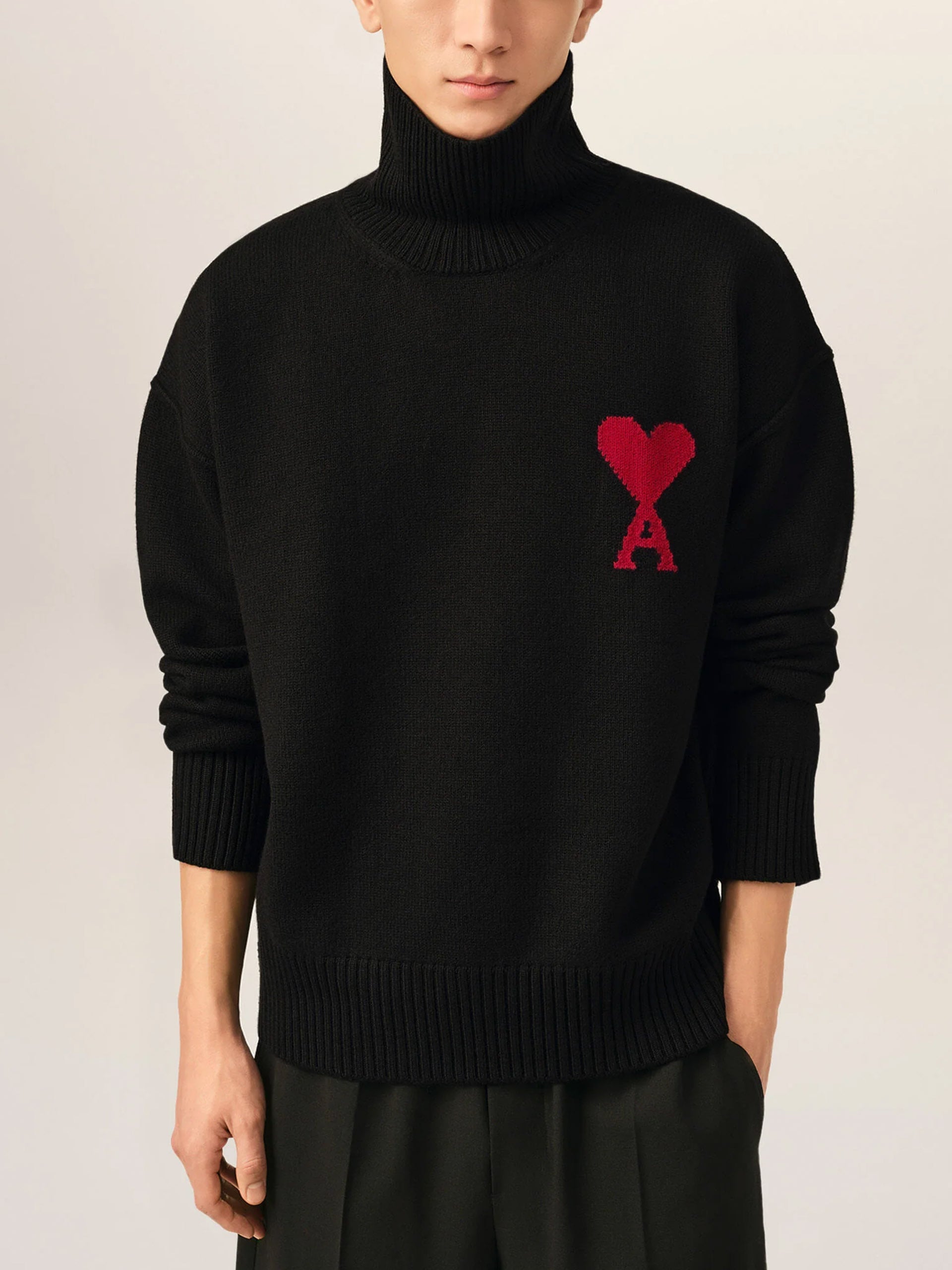 AMI PARIS - Rollkragenpullover Ami De Coeur aus Merinowolle