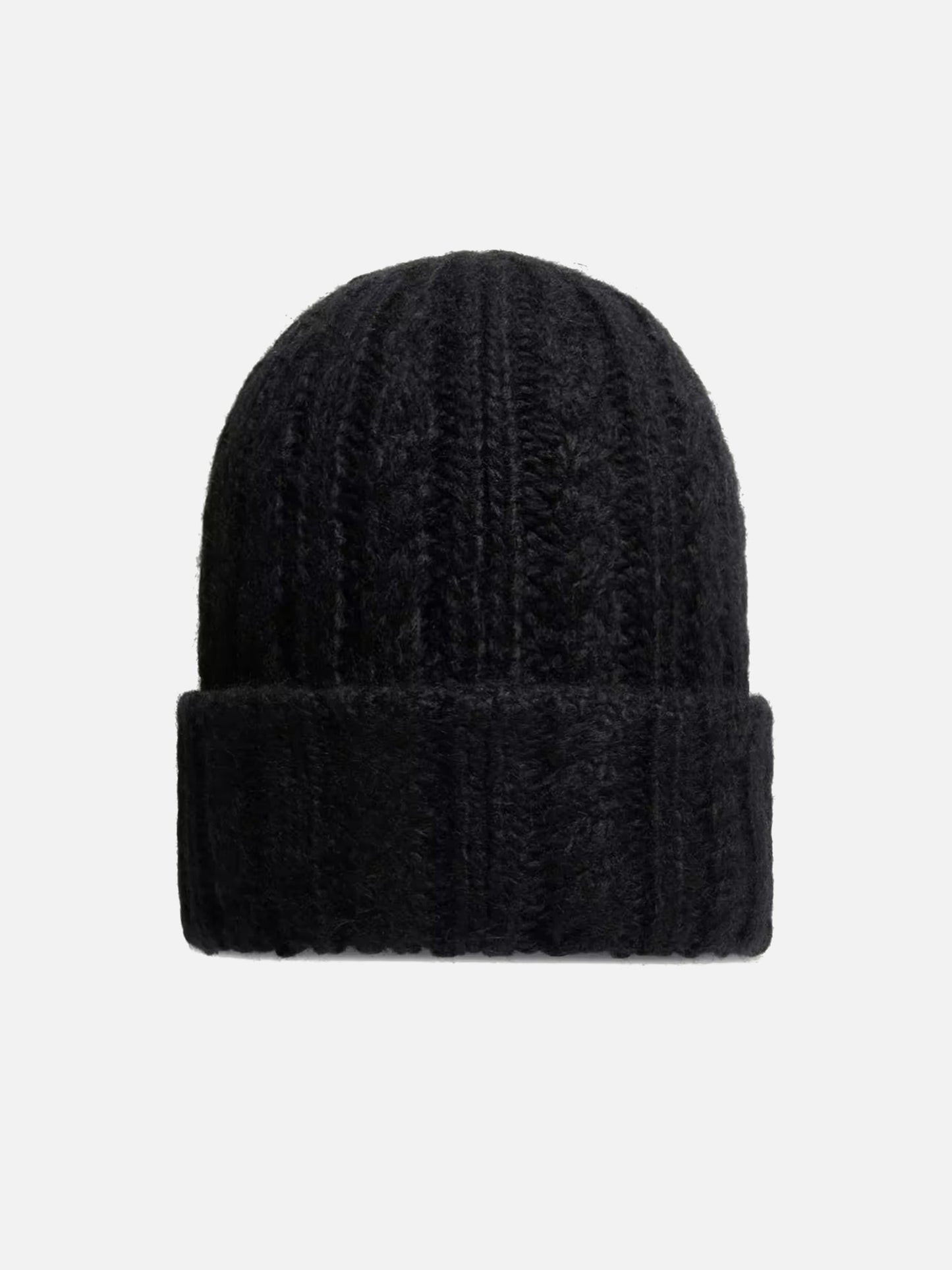 Moncler – Mütze aus Woll-Alpaka-Mix mit Zopfmuster Schwarz - Black