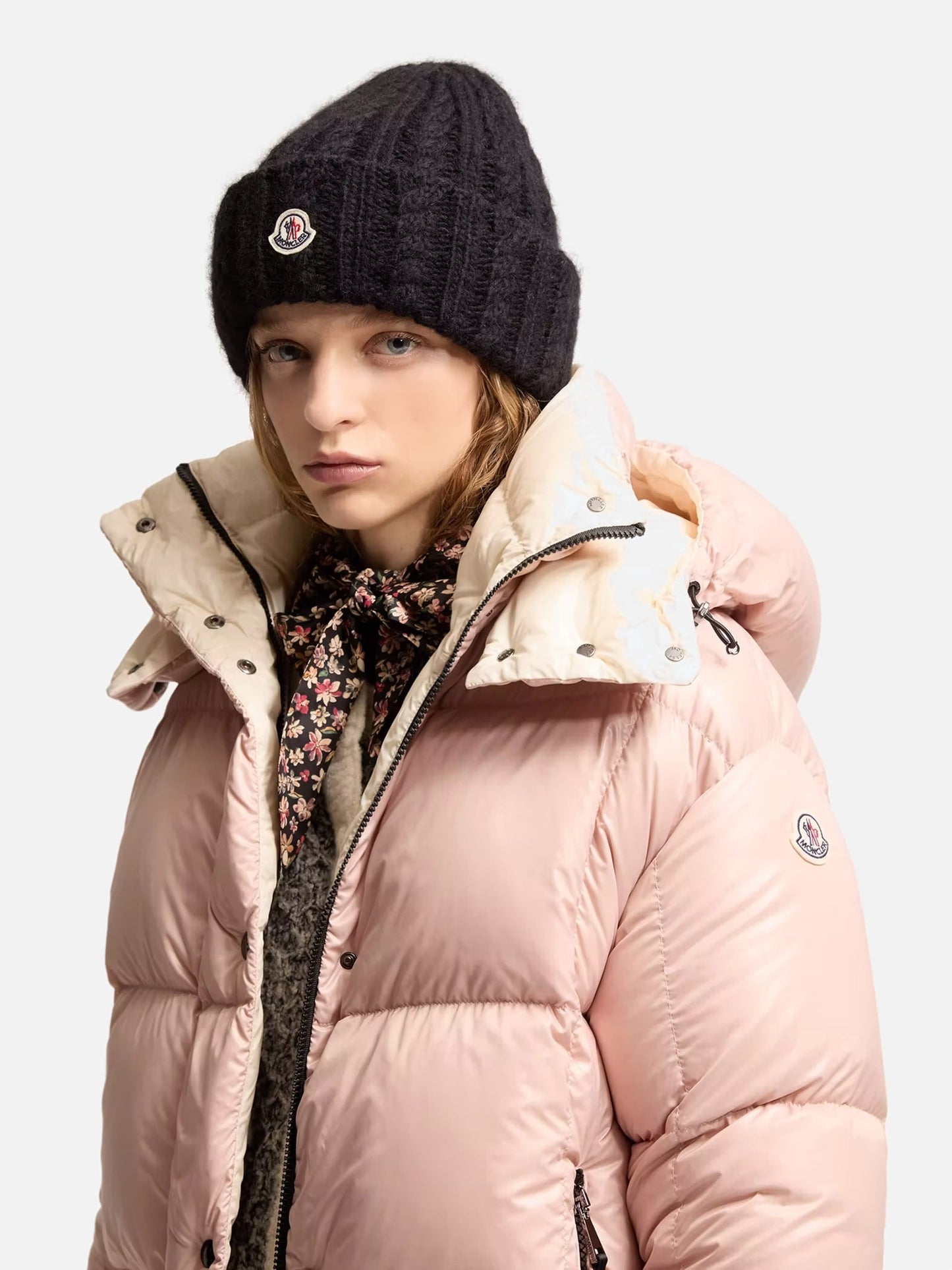 Moncler – Mütze aus Woll-Alpaka-Mix mit Zopfmuster Schwarz - Black