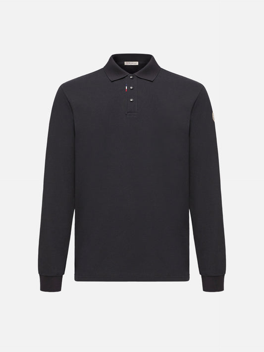 MONCLER - Langarm-Poloshirt aus Baumwollpiqué für Herren