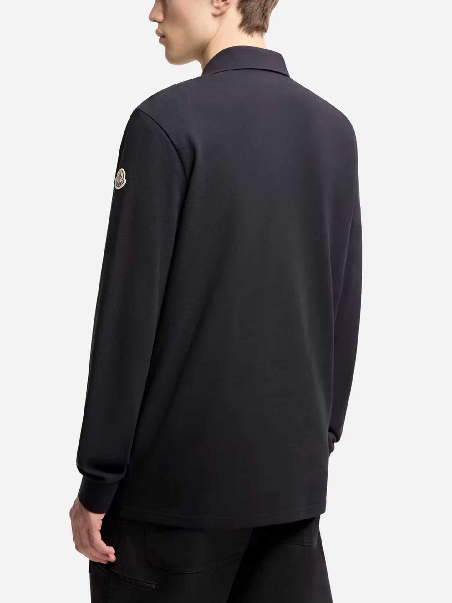 MONCLER - Langarm-Poloshirt aus Baumwollpiqué für Herren
