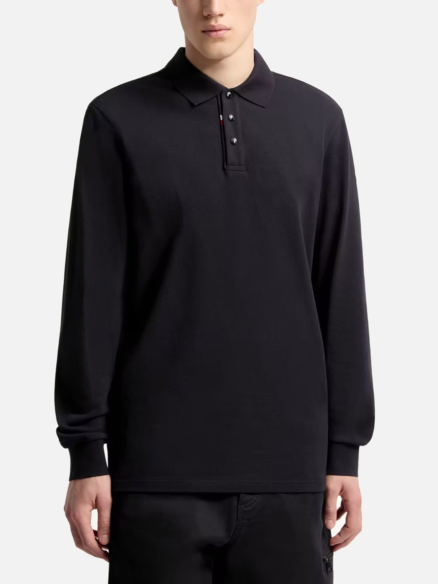 MONCLER - Langarm-Poloshirt aus Baumwollpiqué für Herren