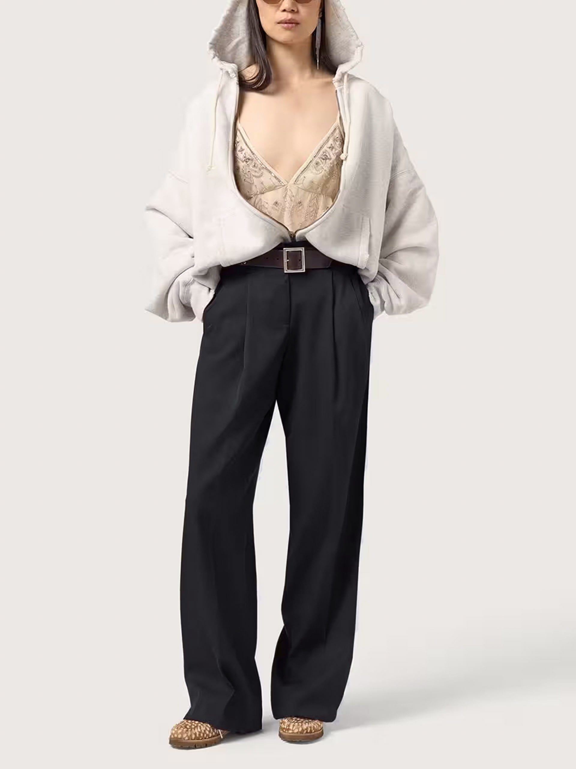 Wide-Leg Hose aus Wollgabardine für Damen