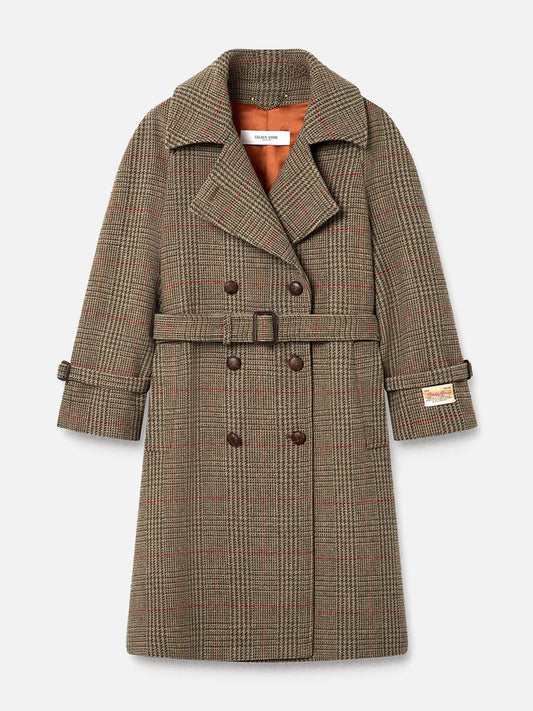 Karierter Mantel Roxanne mit Gürtel für Damen