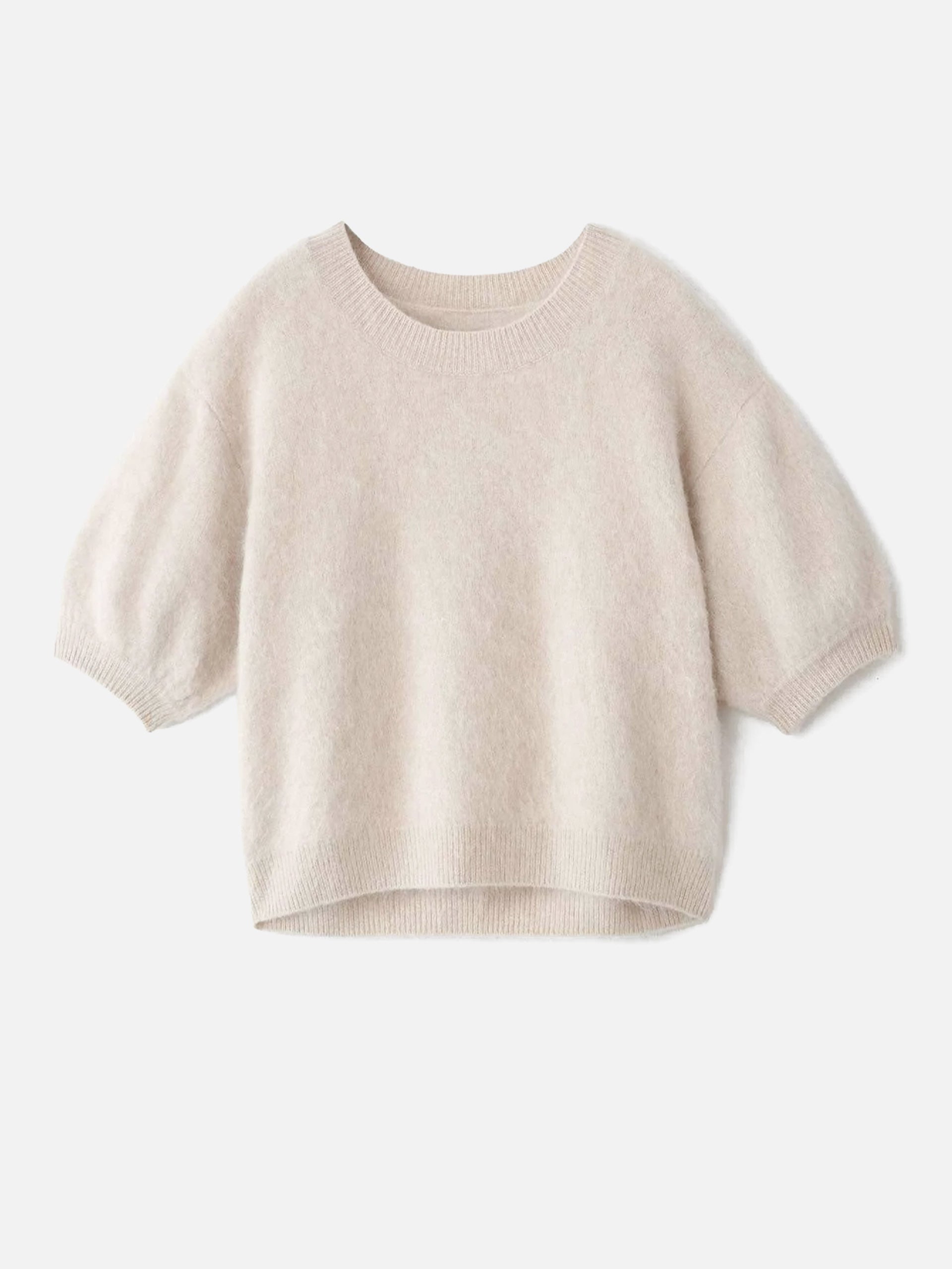 Lisa Yang – Kurzarm-Pullover Juniper aus Kaschmir für Damen Sand Beige