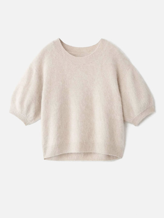 Lisa Yang – Kurzarm-Pullover Juniper aus Kaschmir für Damen Sand Beige