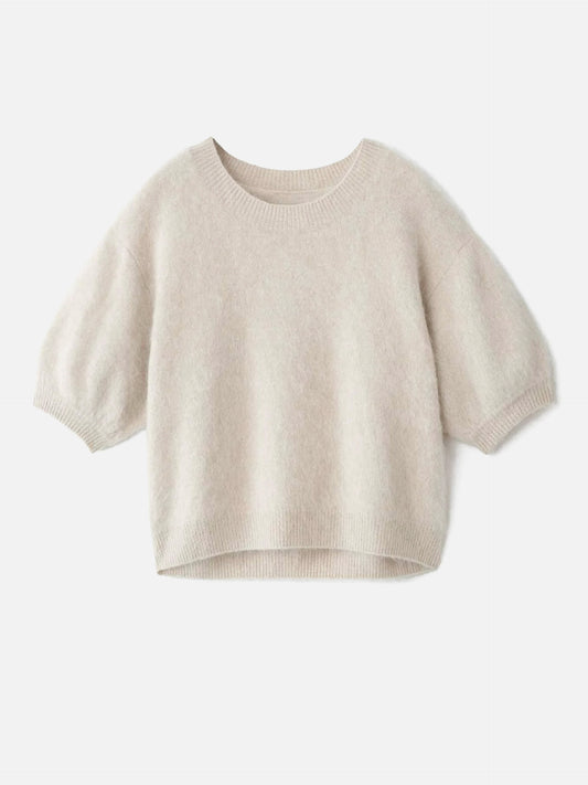Lisa Yang – Kurzarm-Pullover Juniper aus Kaschmir für Damen Sand Beige