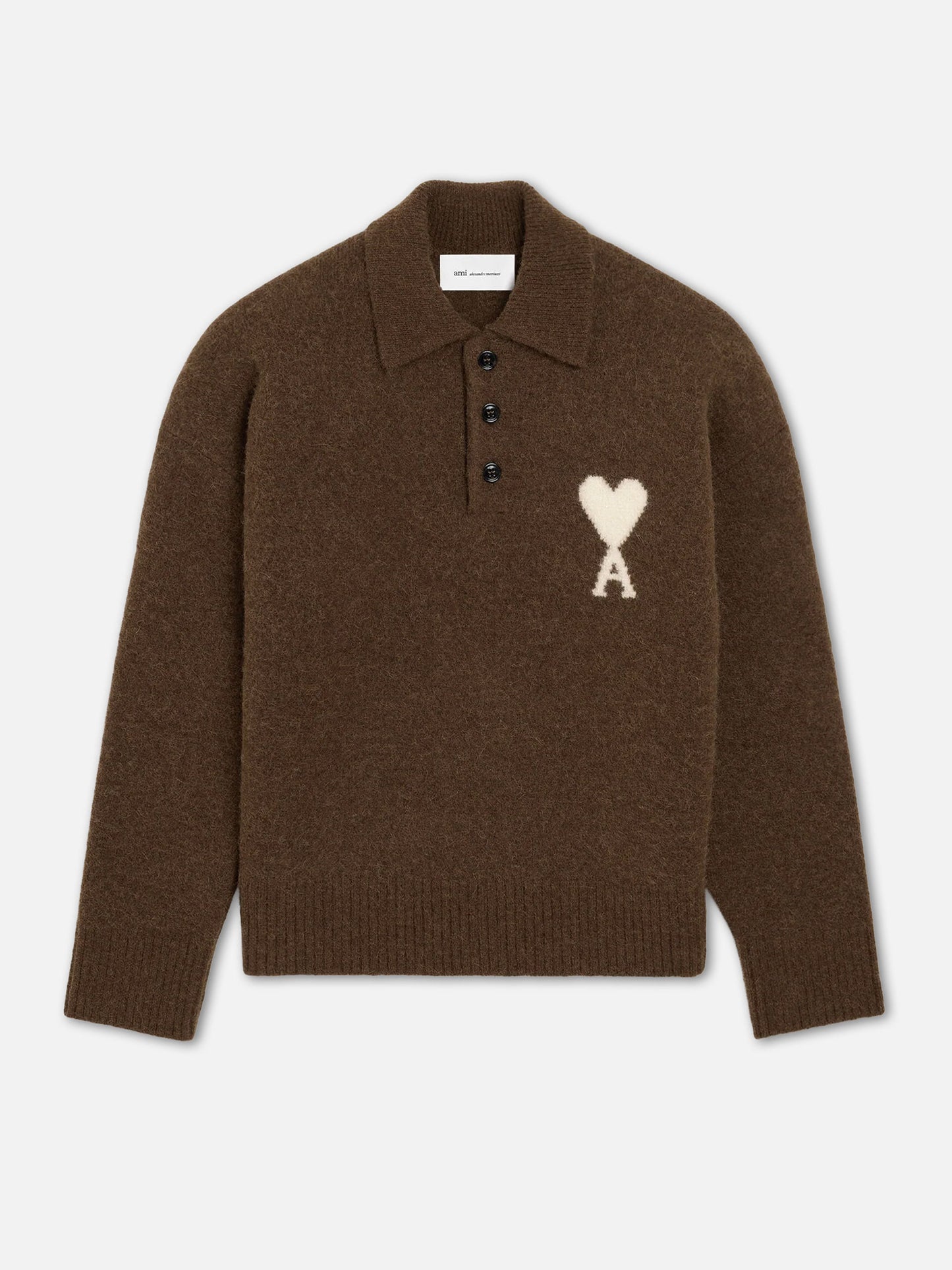 AMI PARIS - Polo-Pullover Ami De Coeur aus Alpakastrick
