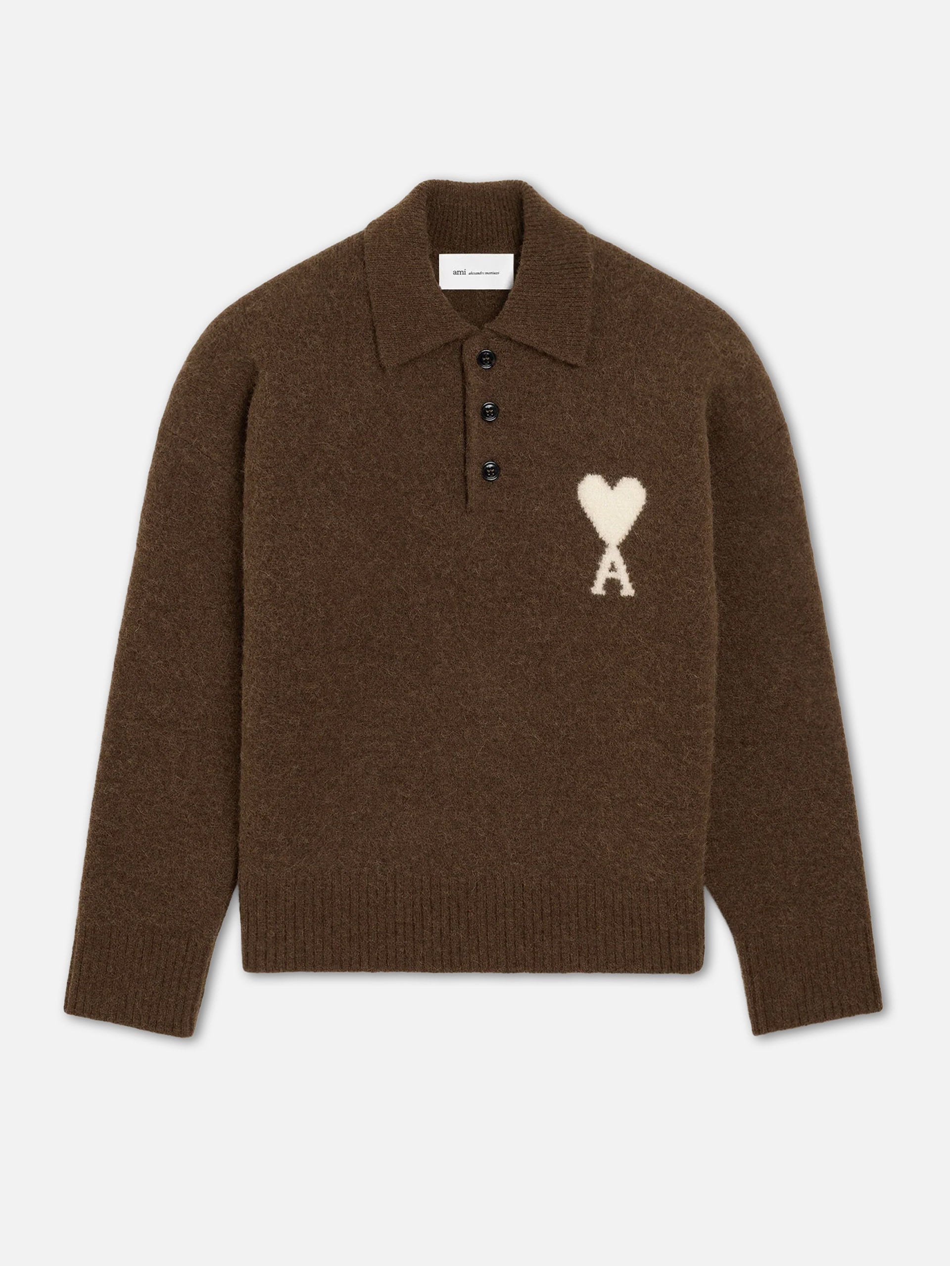 AMI PARIS - Polo-Pullover Ami De Coeur aus Alpakastrick