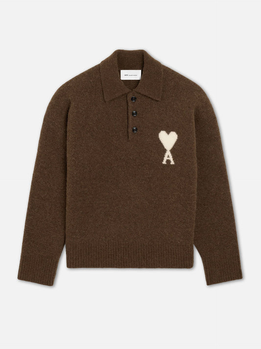 AMI PARIS - Polo-Pullover Ami De Coeur aus Alpakastrick