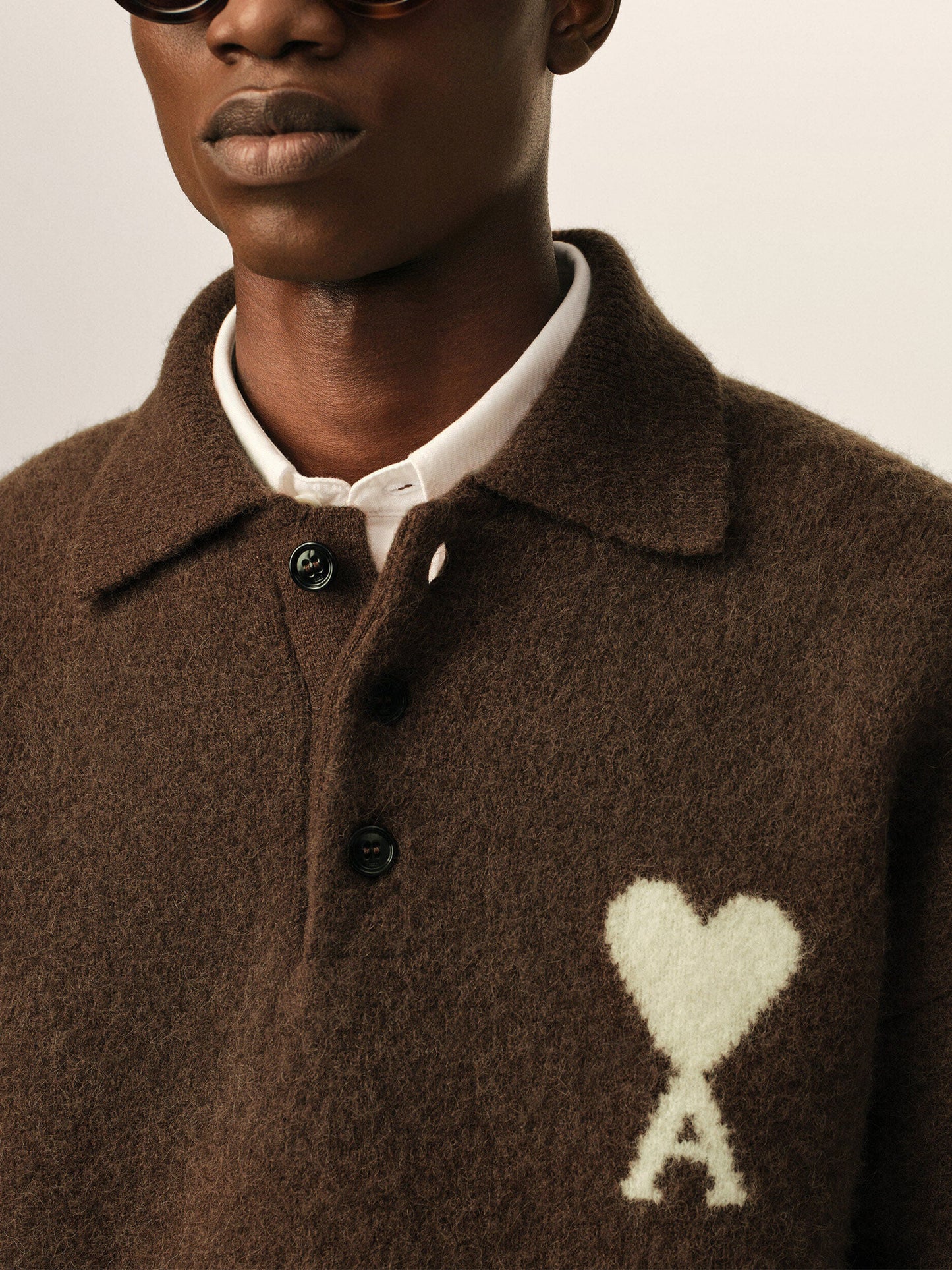 AMI PARIS - Polo-Pullover Ami De Coeur aus Alpakastrick