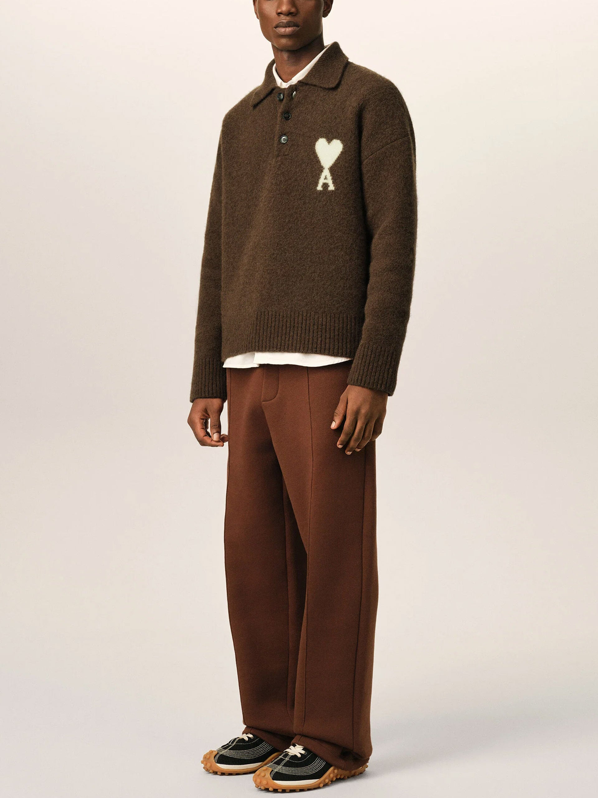 AMI PARIS - Polo-Pullover Ami De Coeur aus Alpakastrick