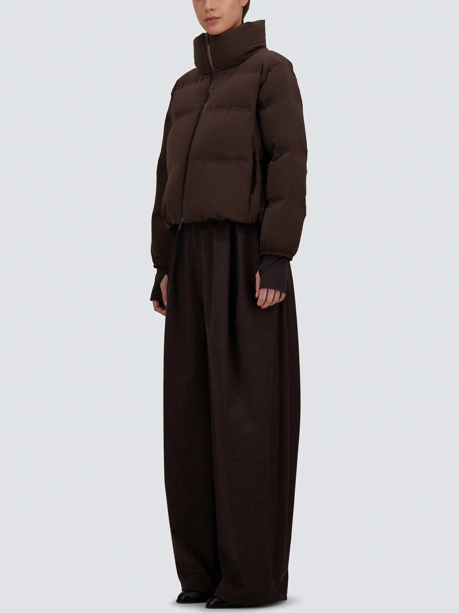 Herno – Kurze Daunenjacke mit Stehkragen für Damen in Dunkelbraun - Dark Brown