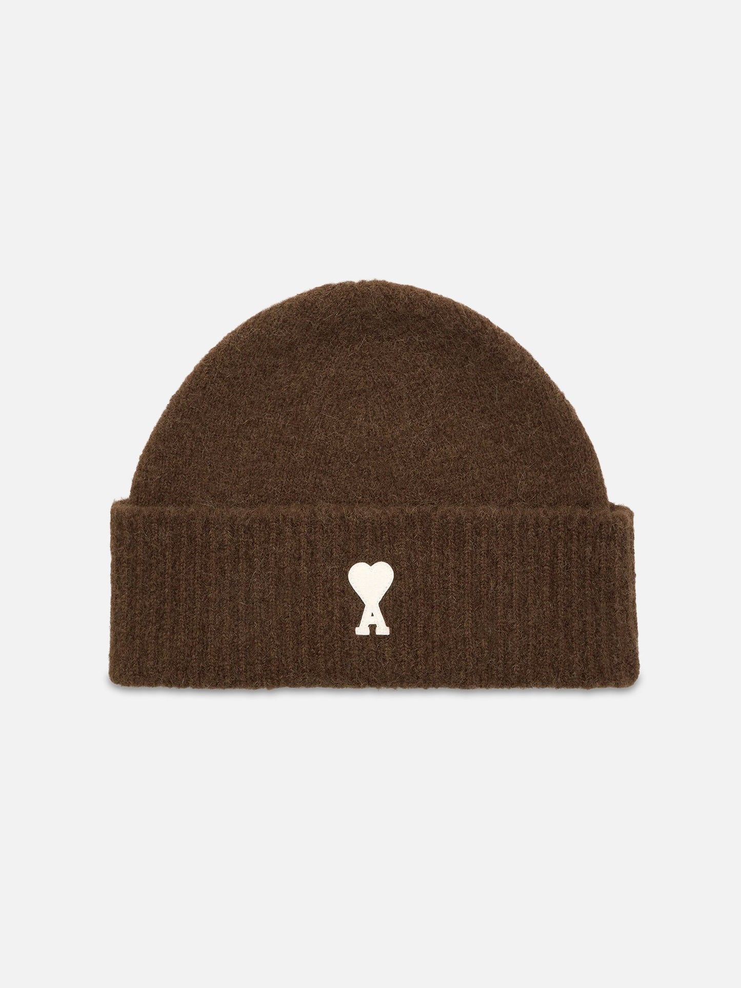 Ami Paris – Beanie Ami De Coeur aus Alpaka-Strick Braun / Weiß - Brown / White