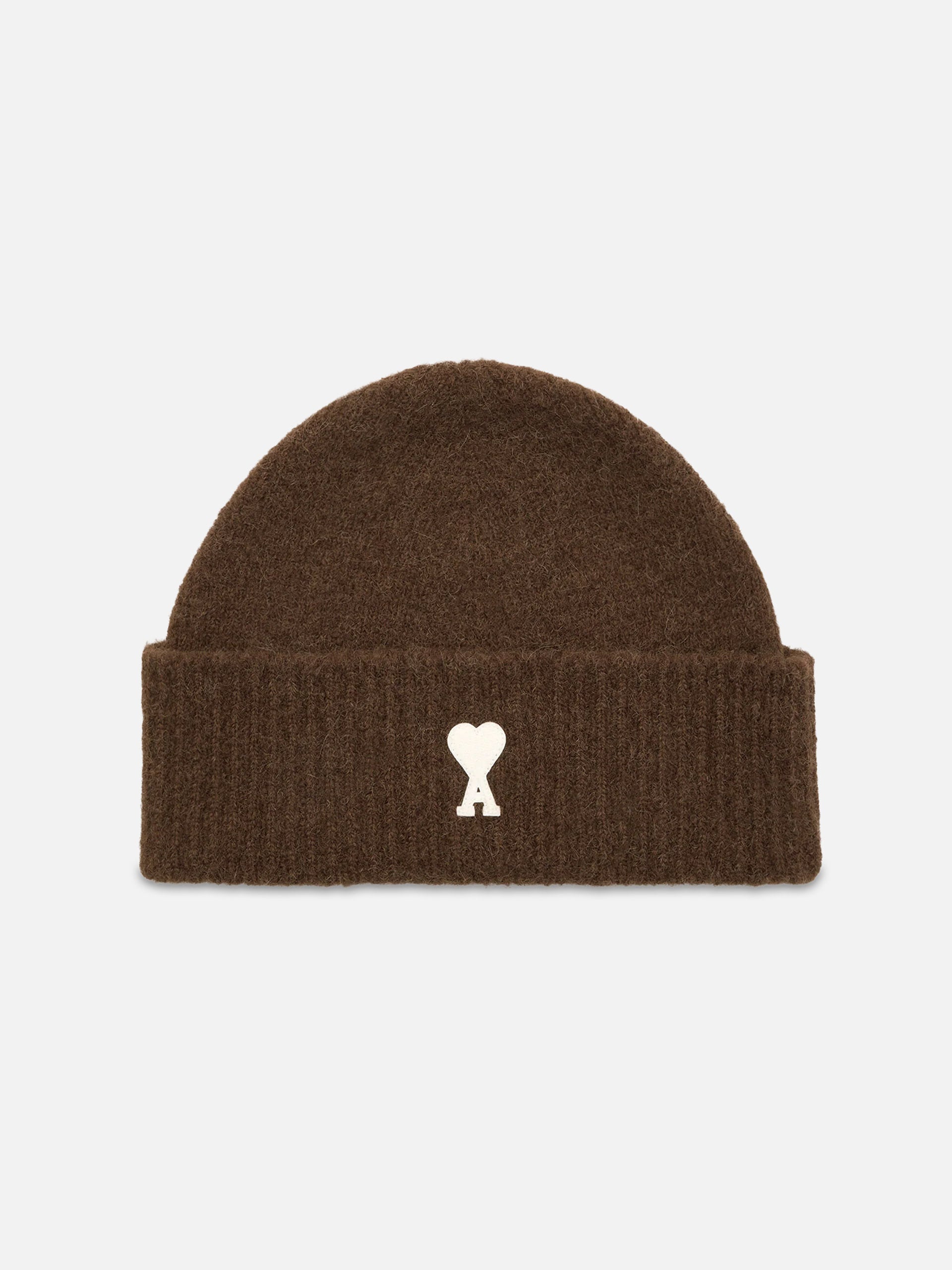 Ami Paris – Beanie Ami De Coeur aus Alpaka-Strick Braun / Weiß - Brown / White
