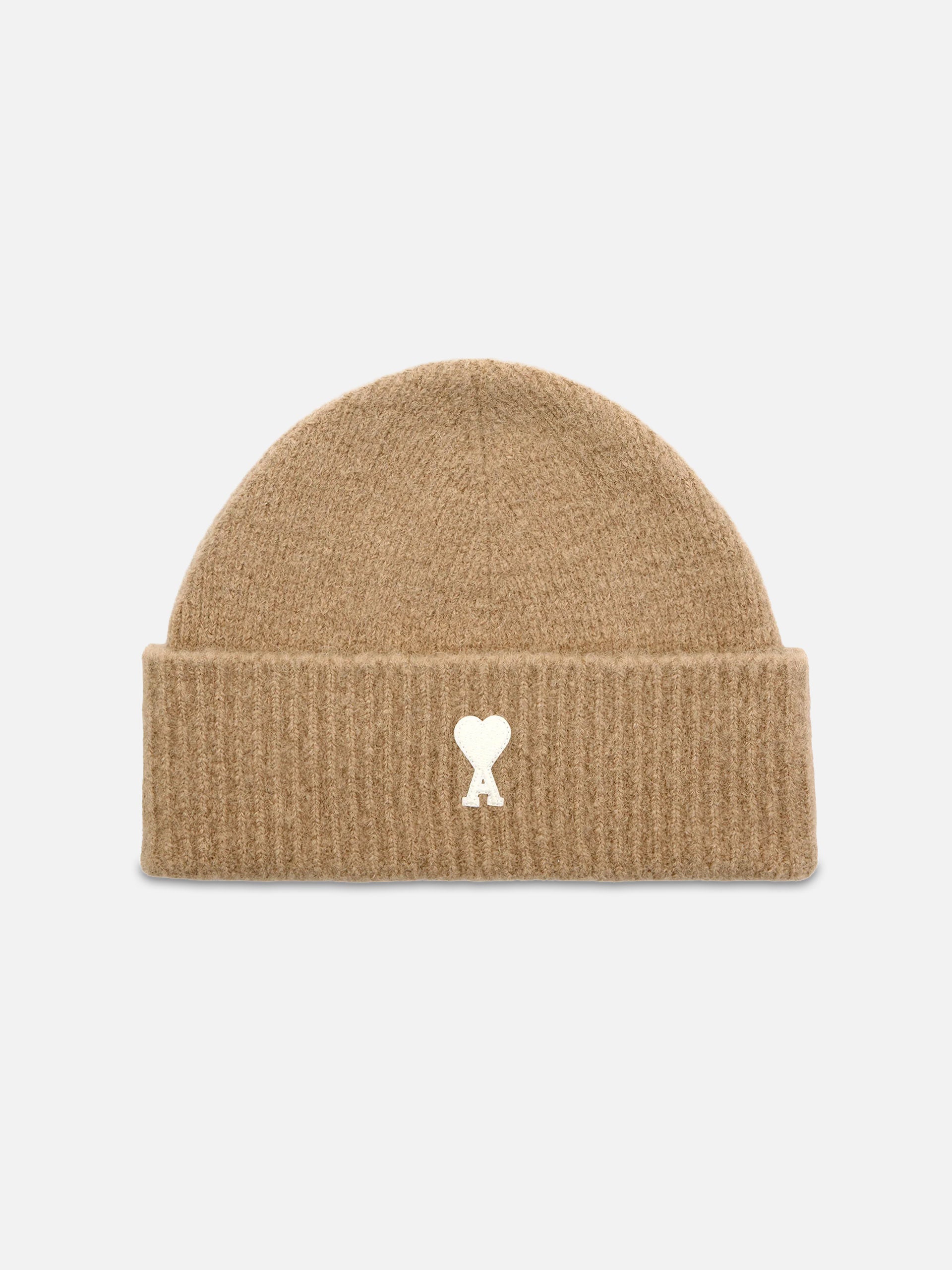 Ami Paris – Beanie Ami De Coeur aus Alpaka-Strick Beige / Weiß - Beige / White
