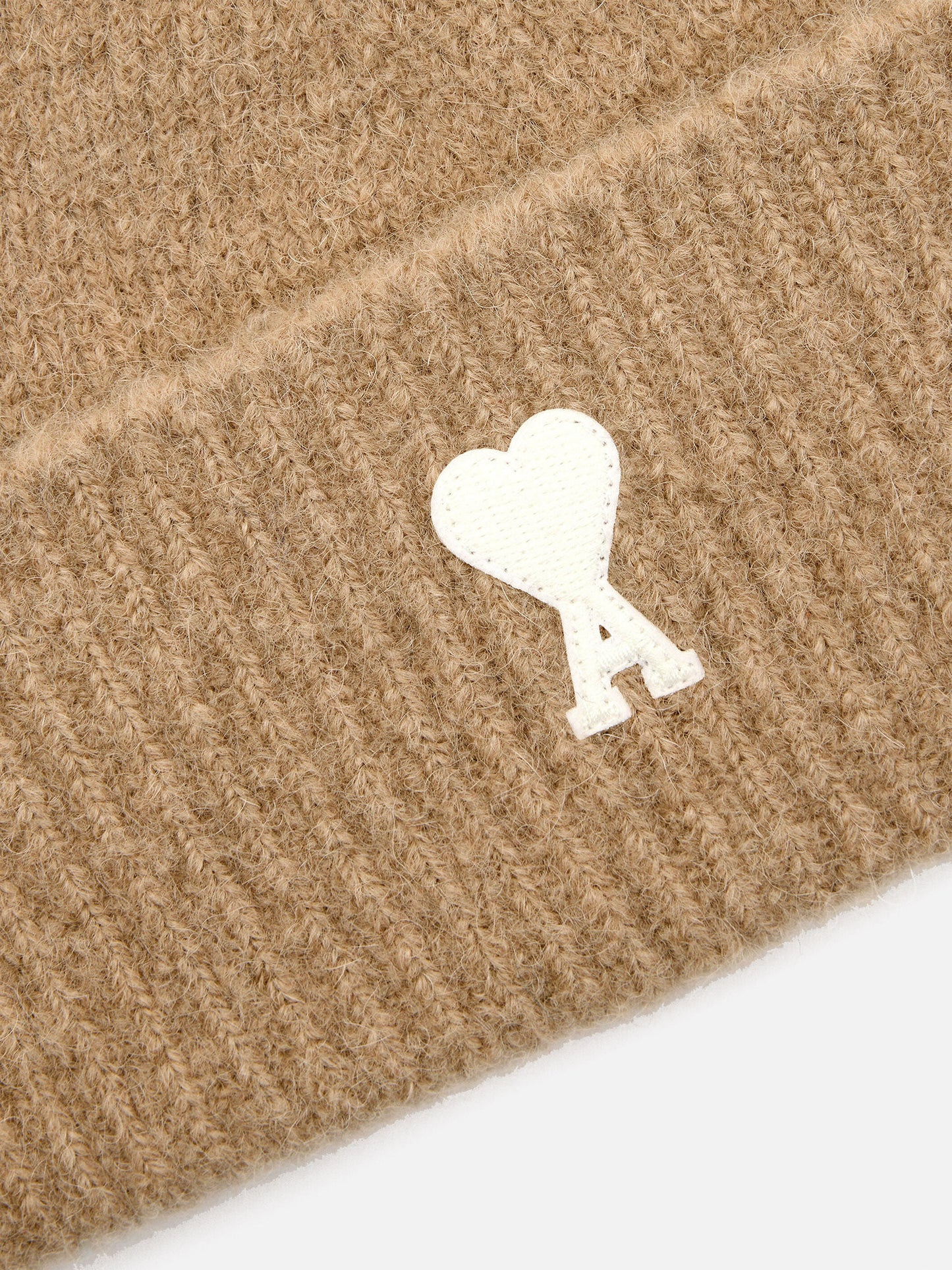Ami Paris – Beanie Ami De Coeur aus Alpaka-Strick Beige / Weiß - Beige / White