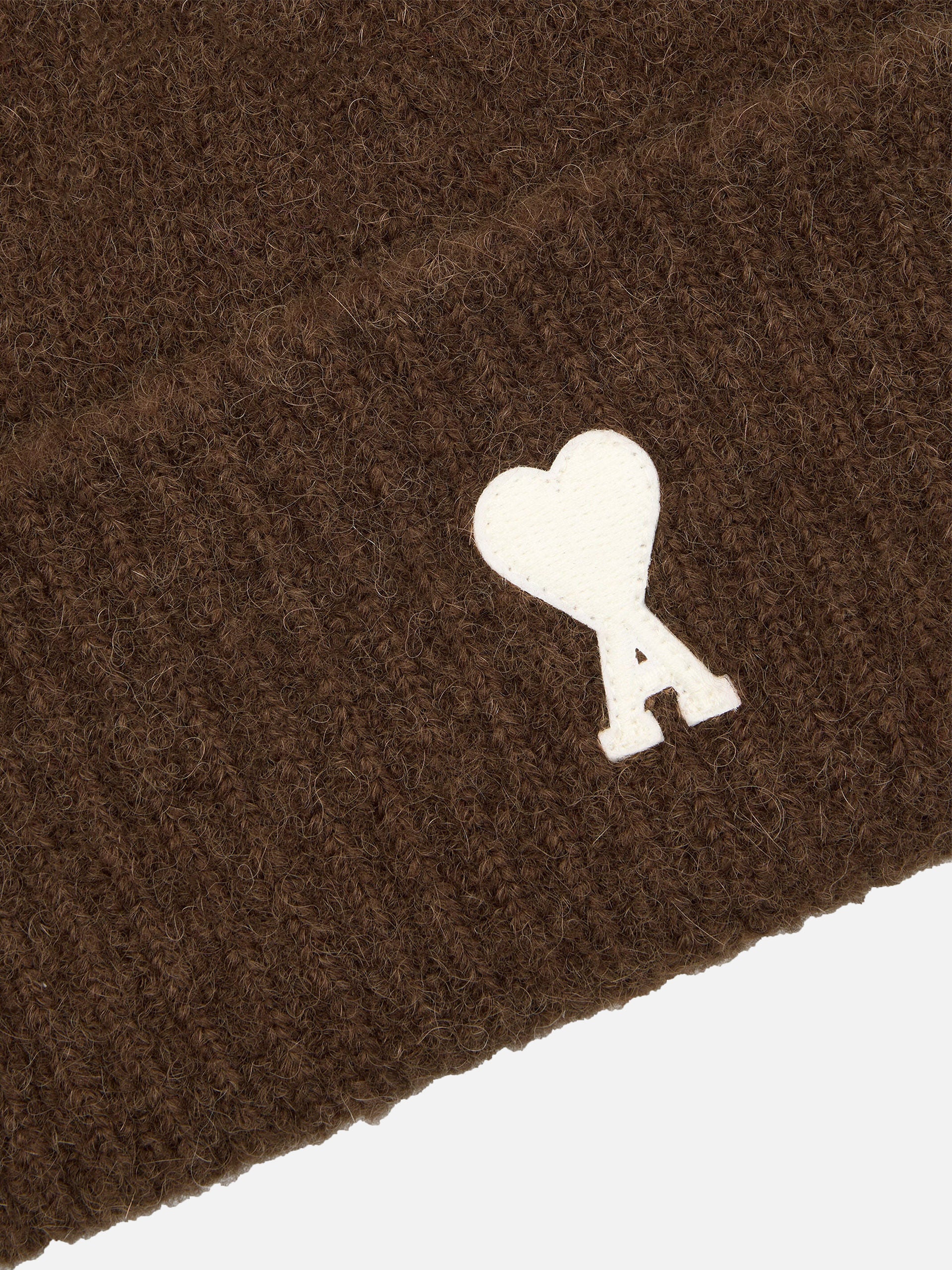 Ami Paris – Beanie Ami De Coeur aus Alpaka-Strick Braun / Weiß - Brown / White