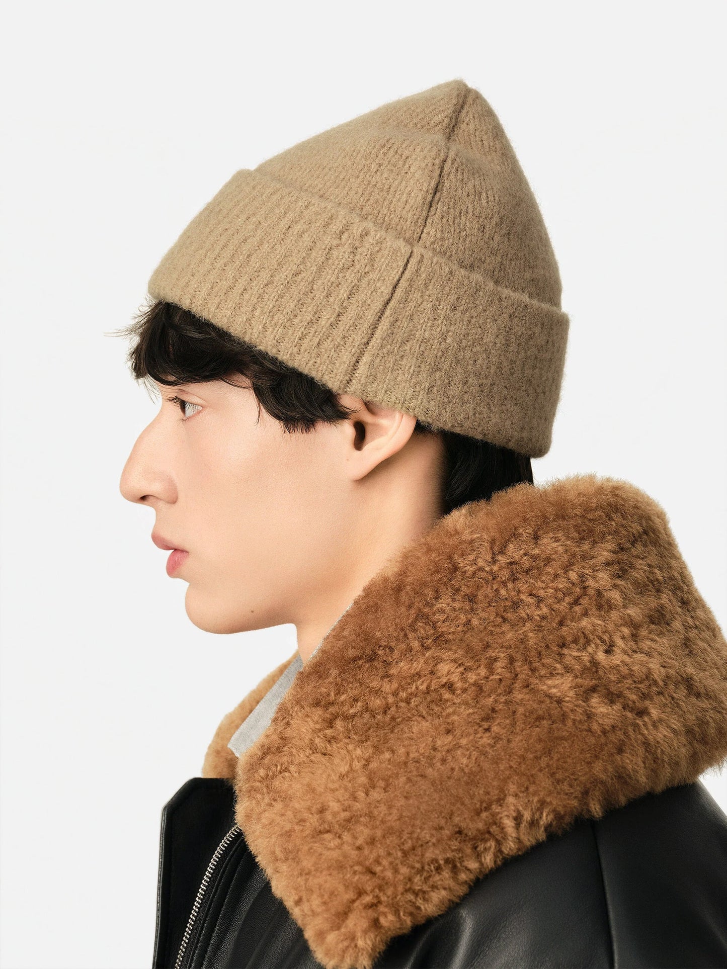 Ami Paris – Beanie Ami De Coeur aus Alpaka-Strick Beige / Weiß - Beige / White