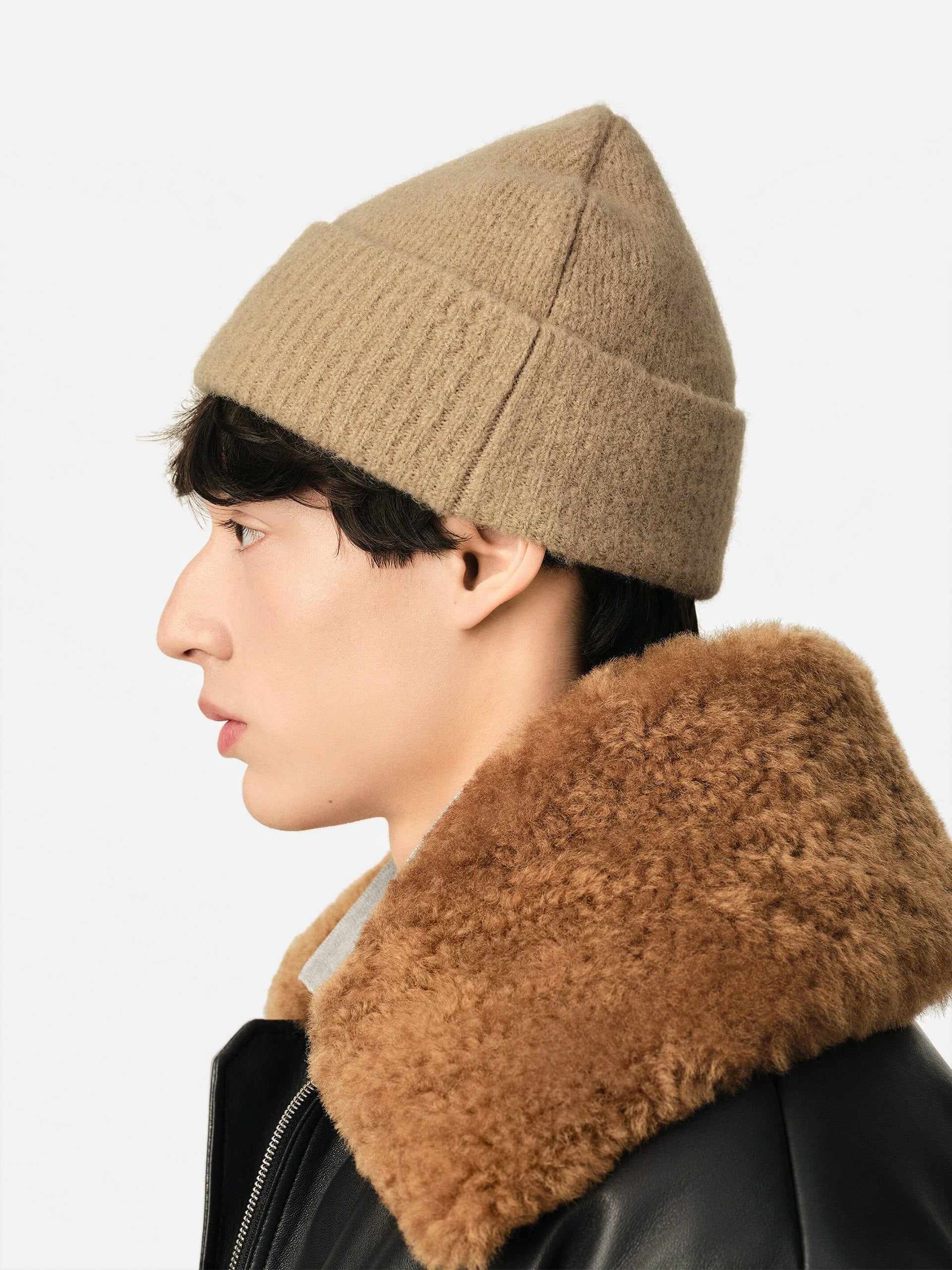Ami Paris – Beanie Ami De Coeur aus Alpaka-Strick Beige / Weiß - Beige / White