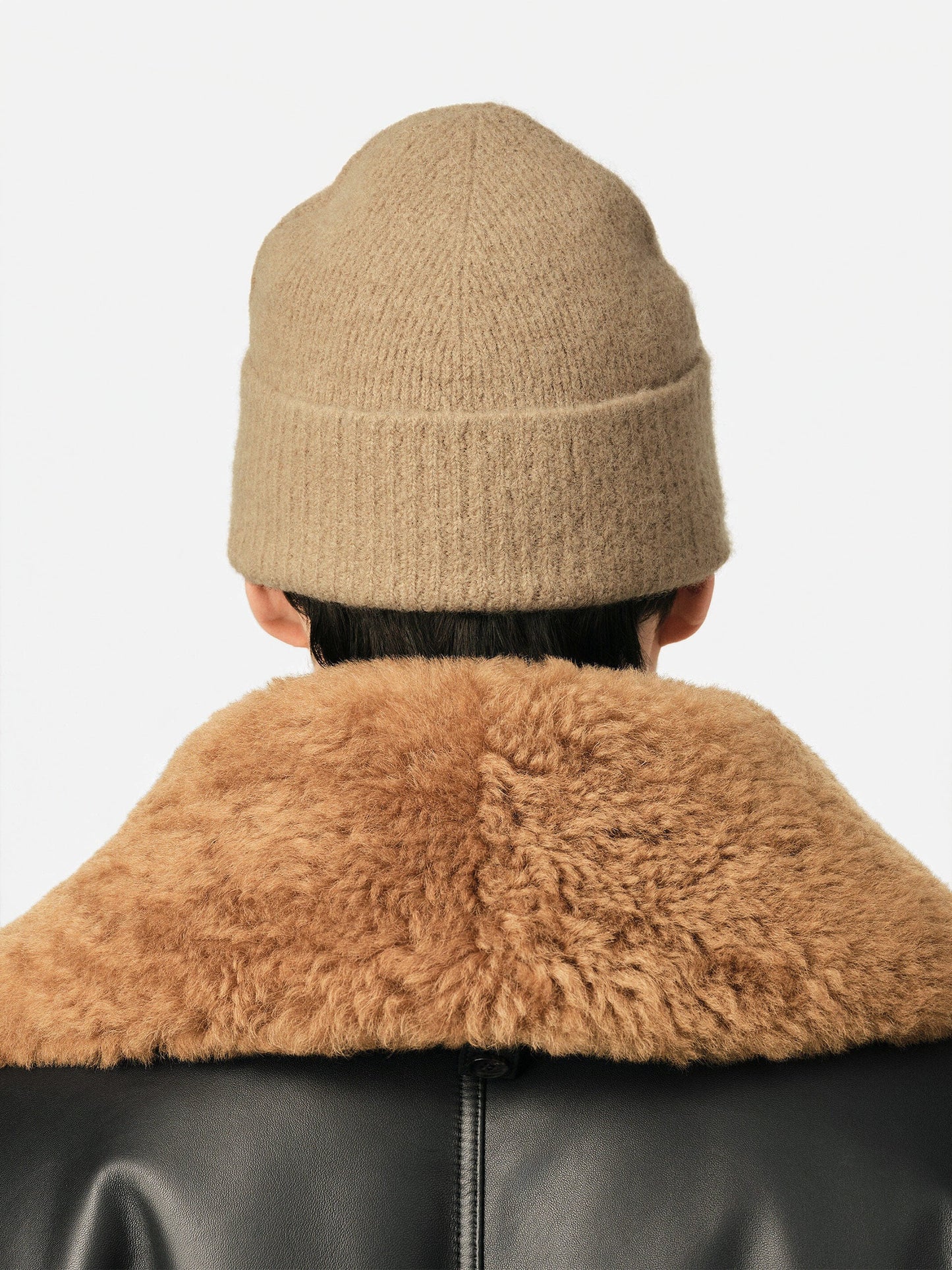 Ami Paris – Beanie Ami De Coeur aus Alpaka-Strick Beige / Weiß - Beige / White