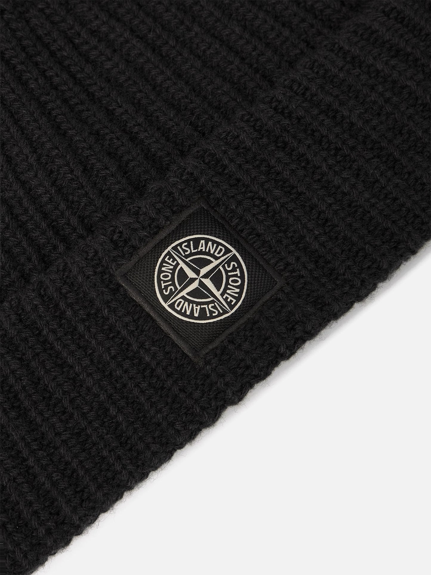Stone Island – Mütze aus Wolle mit Kompass-Patch Schwarz - Black